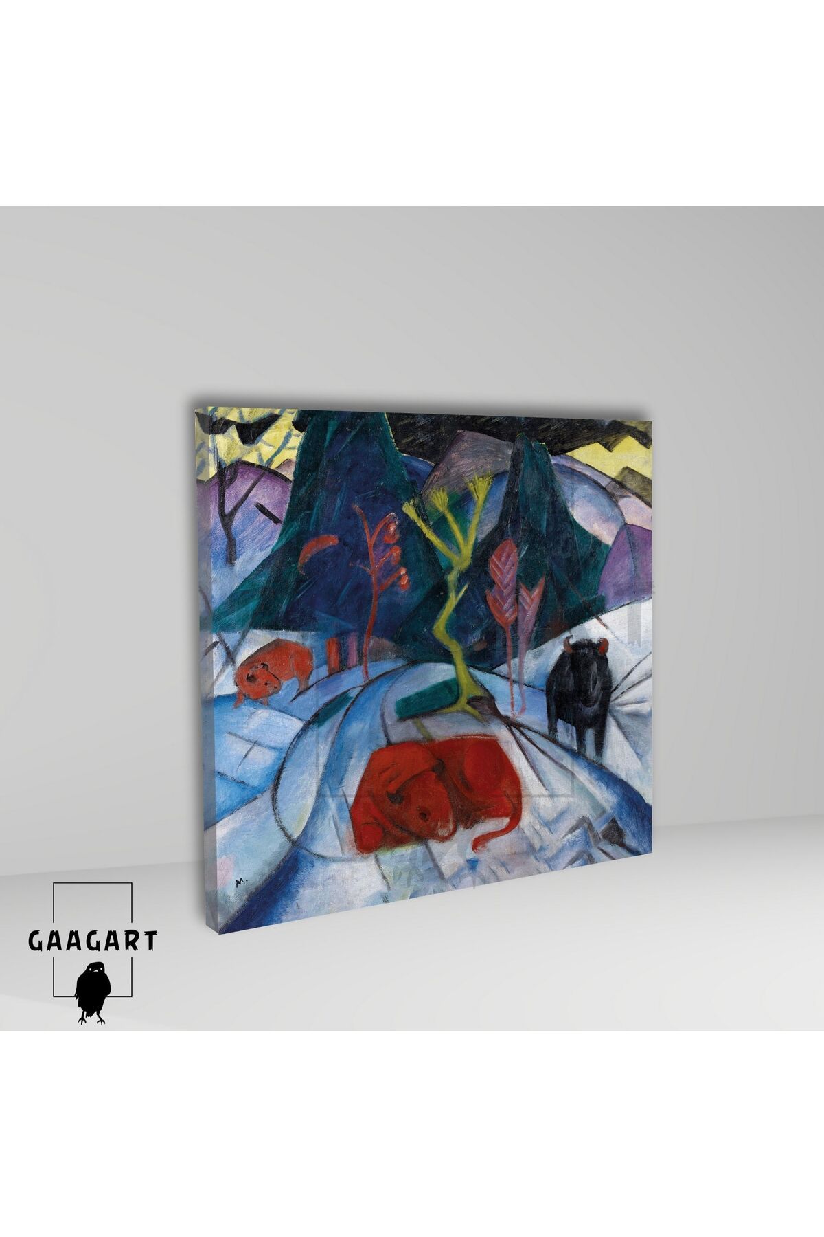 GAAGART-Square Canvas Painting Famous Works Franz Marc-A Bison in Winter (the Red Bison) (1913) 2