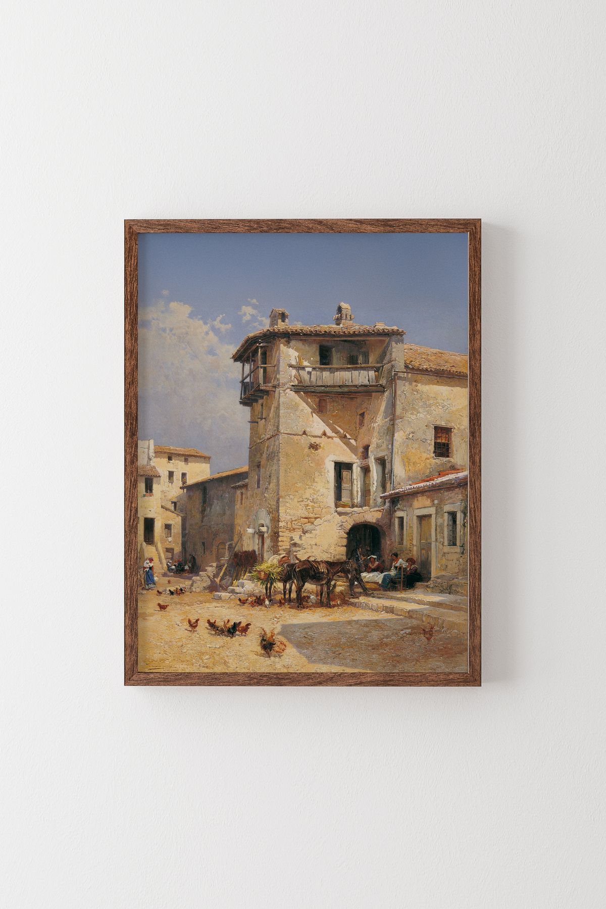epiqart Anticoli Corrado Meydanı - Ahşap Desenli Çerçeve