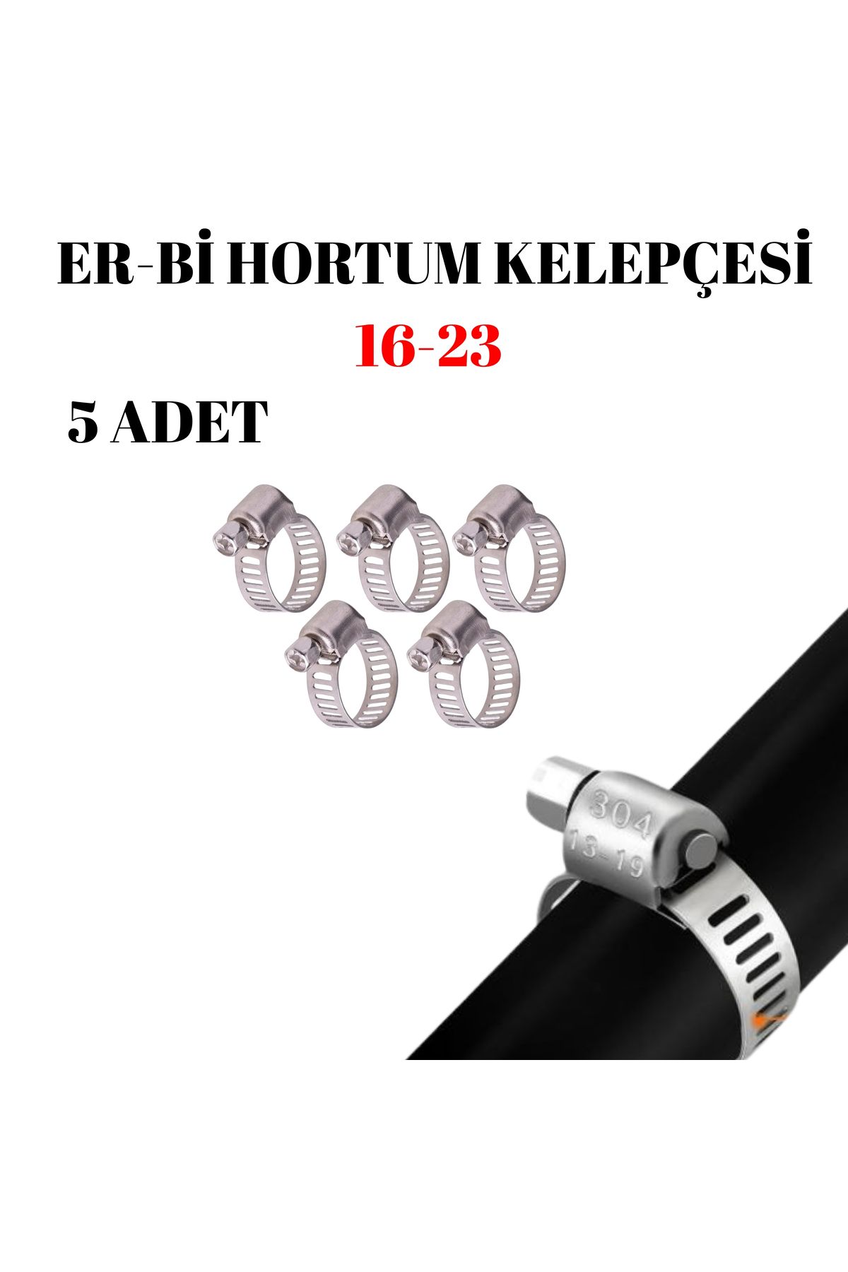 JuneThree A Tipi 13-19 Mm Ayarlı Hortum Kelepçesi 5 Adet