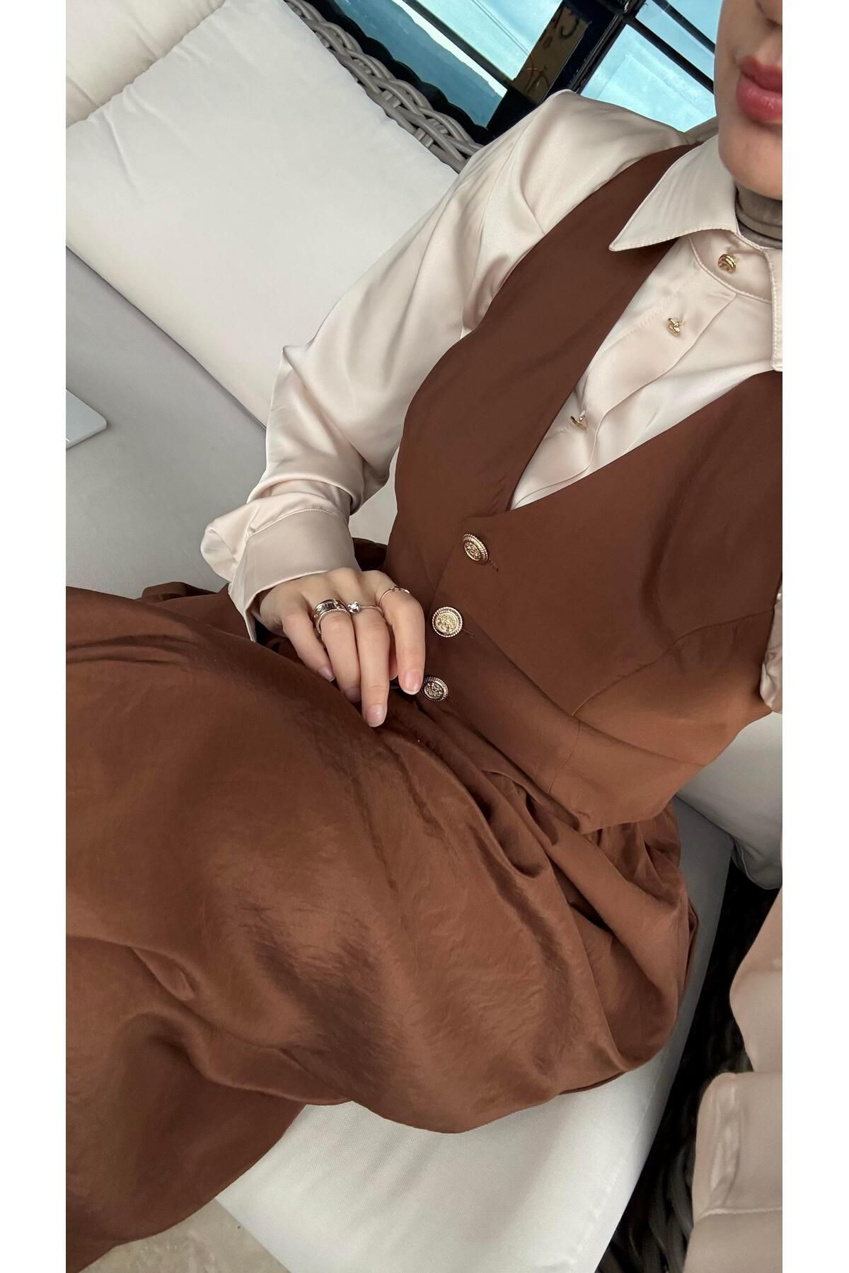 Touche Çıtçıtlı Saten Gömlek Body Taş