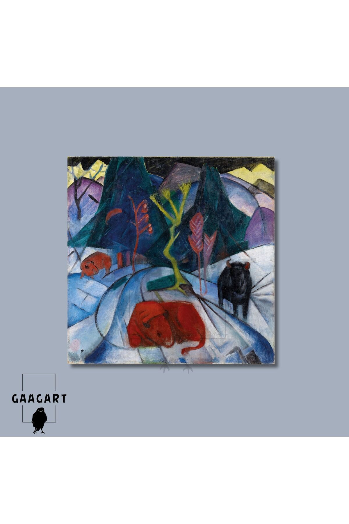 GAAGART-Square Canvas Painting Famous Works Franz Marc-A Bison in Winter (the Red Bison) (1913) 3