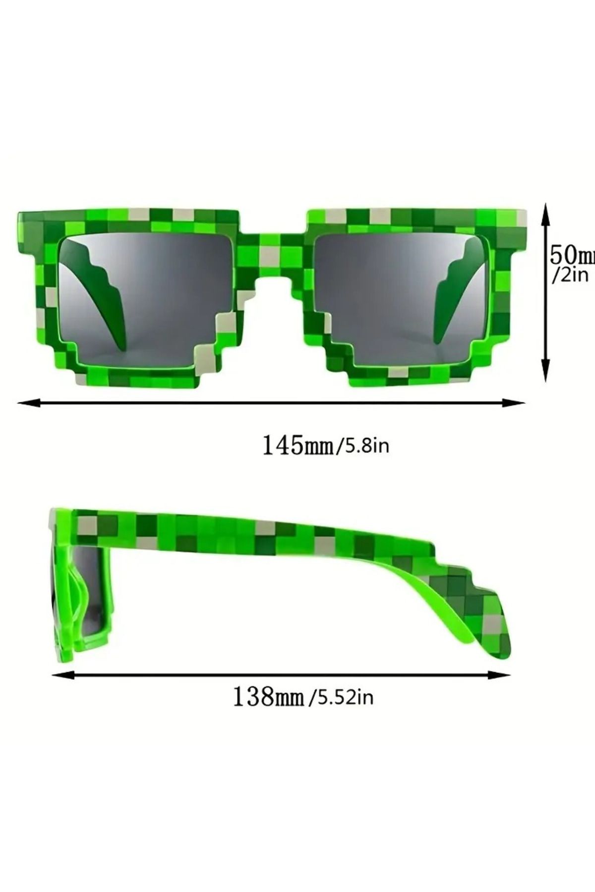 FEEL Minecraft Piksel Gözlük - Creeper Temalı Güneş Gözlüğü Çocuk & Yetişkin
