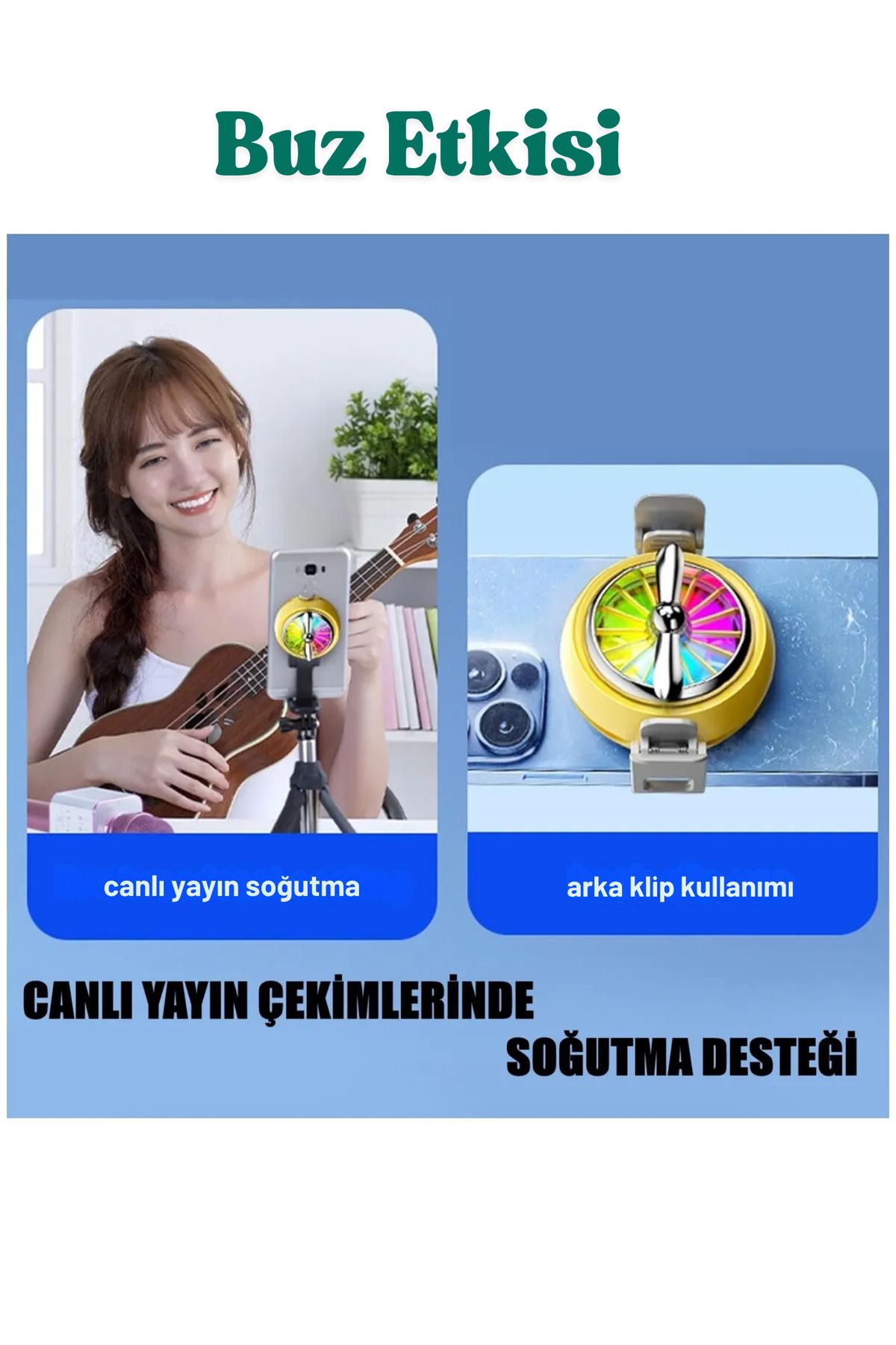 BellaThec Sessiz Çalışan Oyun Soğutucu Fan iOS Android Telefon Uyumlu Manyetik Soğutma Fanı