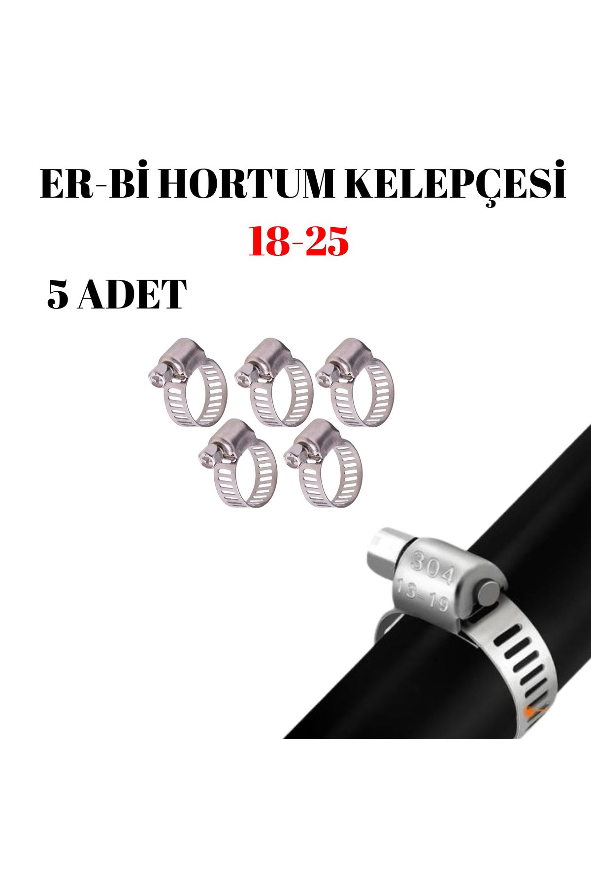 JuneThree A Tipi 18-25 Mm Ayarlı Hortum Kelepçesi 5 Adet