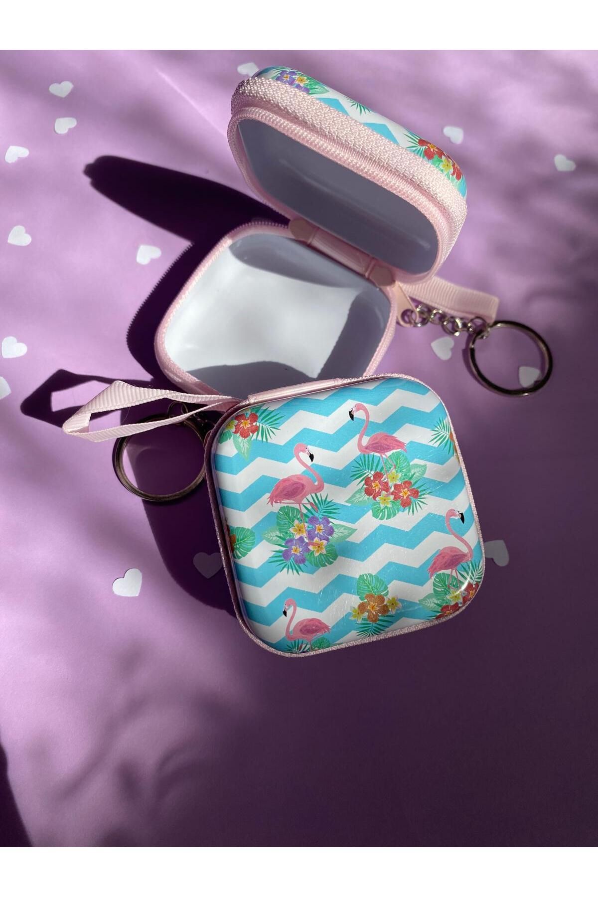 sabiha aksesuar desenli fermuarlı mini metal kutu, organizer(7cm) Aksesuar