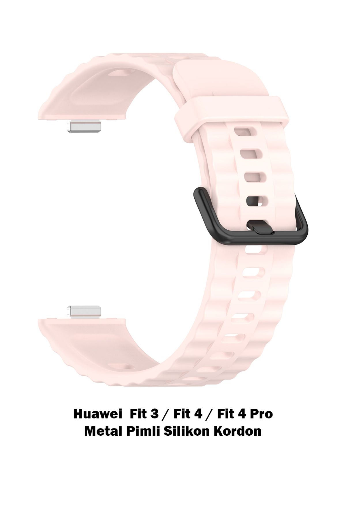 Novatis Huawei Fit 4 Pro /Fit4 / Fit3 Uyumlu Silikon Dalgalı Soft Metal Pim ve Tokalı Kayış
