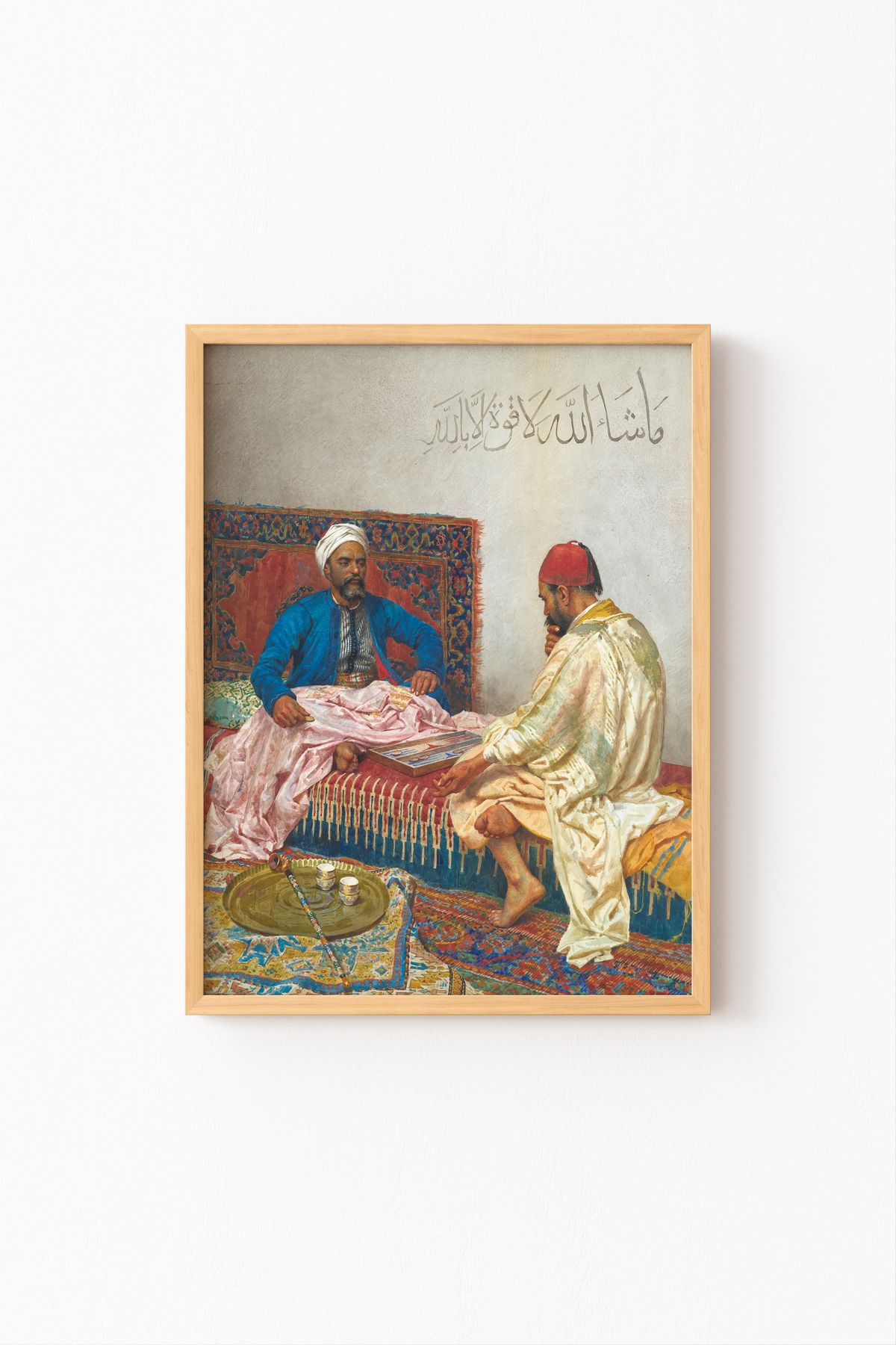 epiqart Tavla Oynayanlar - Ahşap Desenli Çerçeve