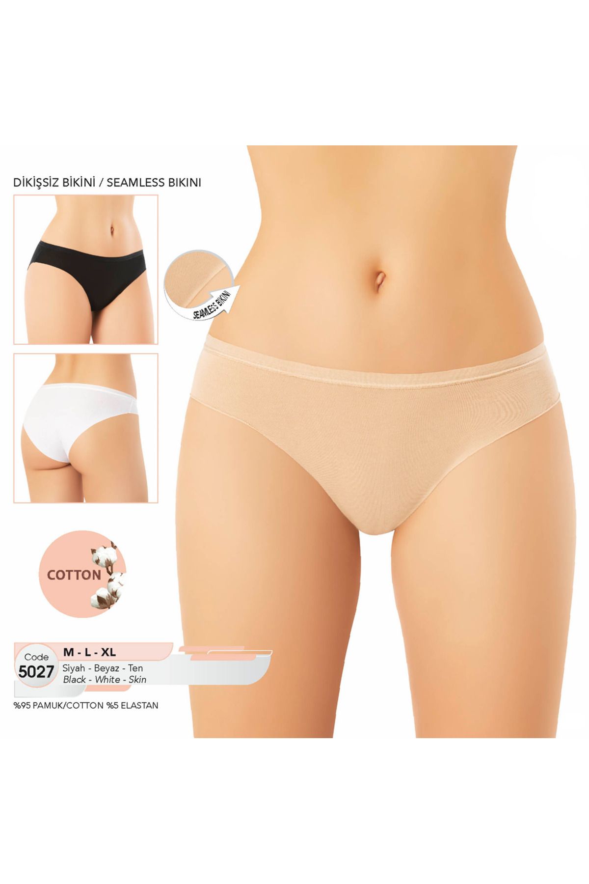 Fily İç Giyim KOTA Pamuk&Likra Dikişsiz Seamless (6 adet) Bikini Külot