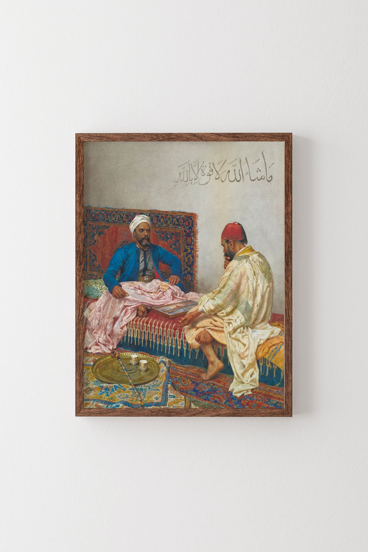 epiqart Tavla Oynayanlar - Ahşap Desenli Çerçeve
