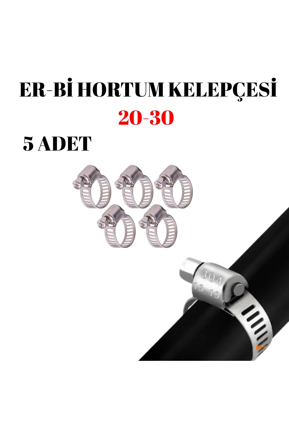 JuneThree A Tipi 20-30 Mm Ayarlı Hortum Kelepçesi 5 Adet