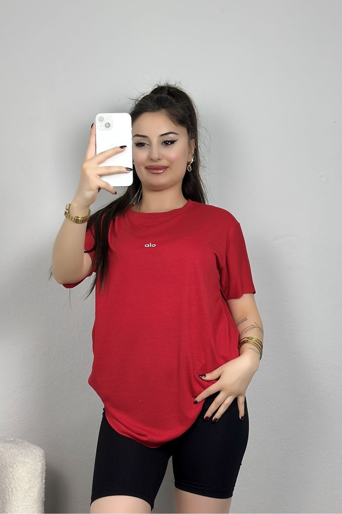 Fashi10 İnce Suprem Pis Dikiş Tişört Kırmızı