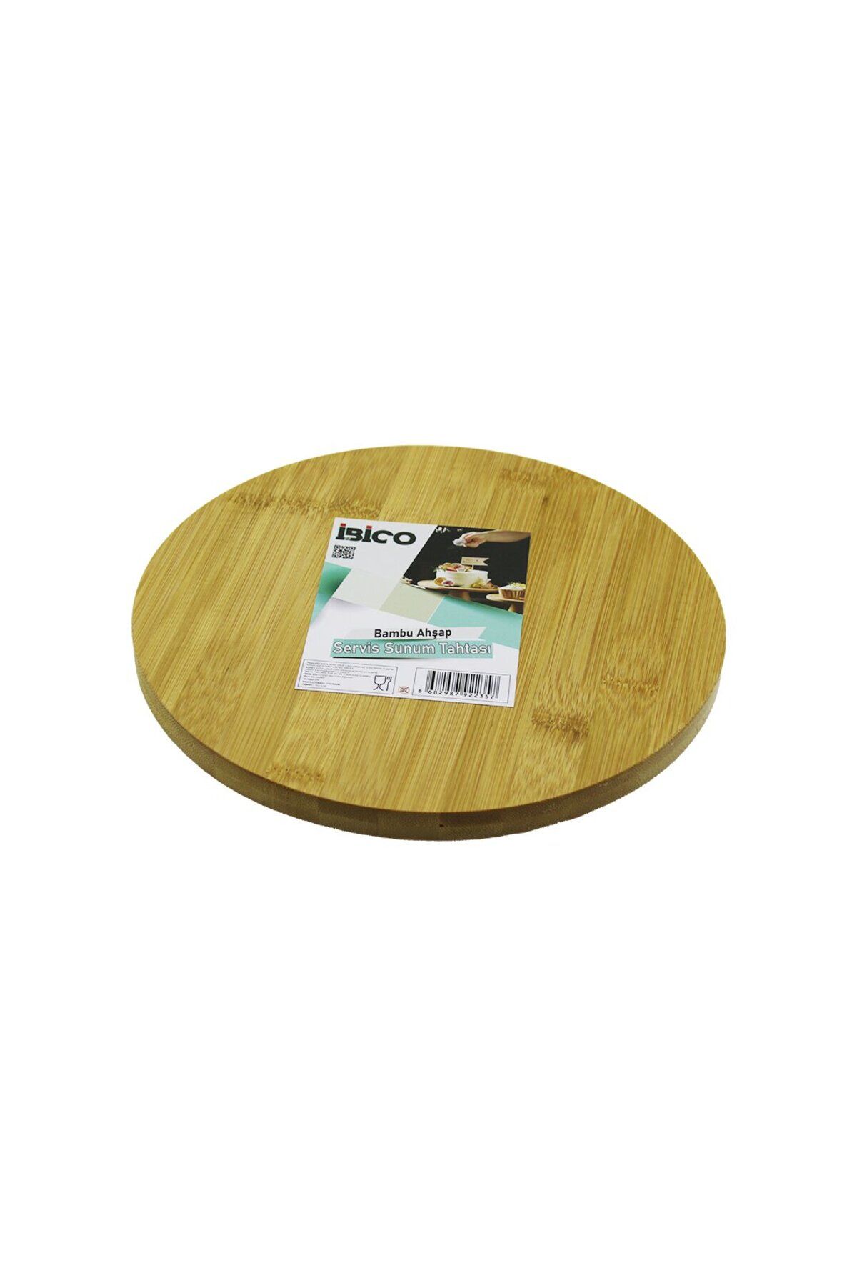 Findit YUVARLAK=24.5CM AYAKLI= 4CM DÜZ YÜZEY AHŞAP BAMBU SUNUM TEPSİSİ - MİNİ SOFRA (2818)
