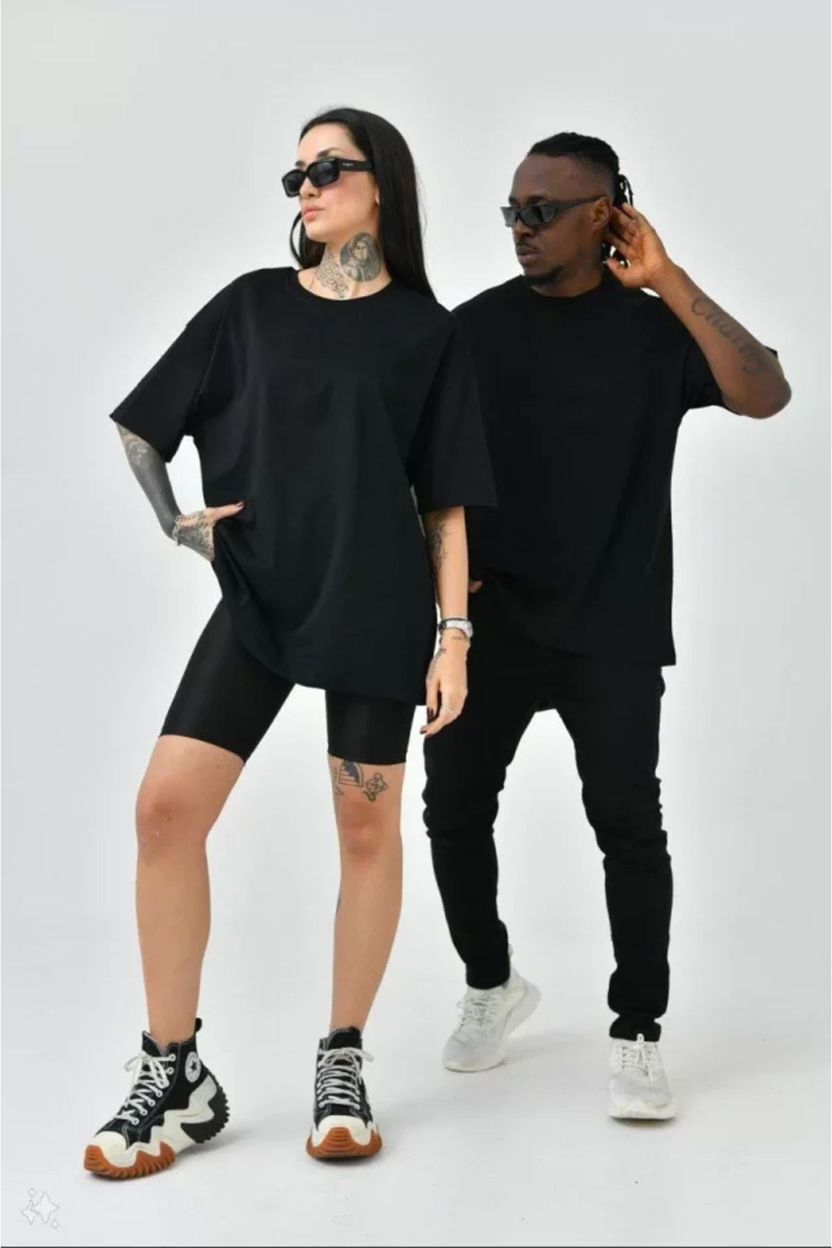 ZORM Oversize Siyah Bisiklet Yaka T-Shirt