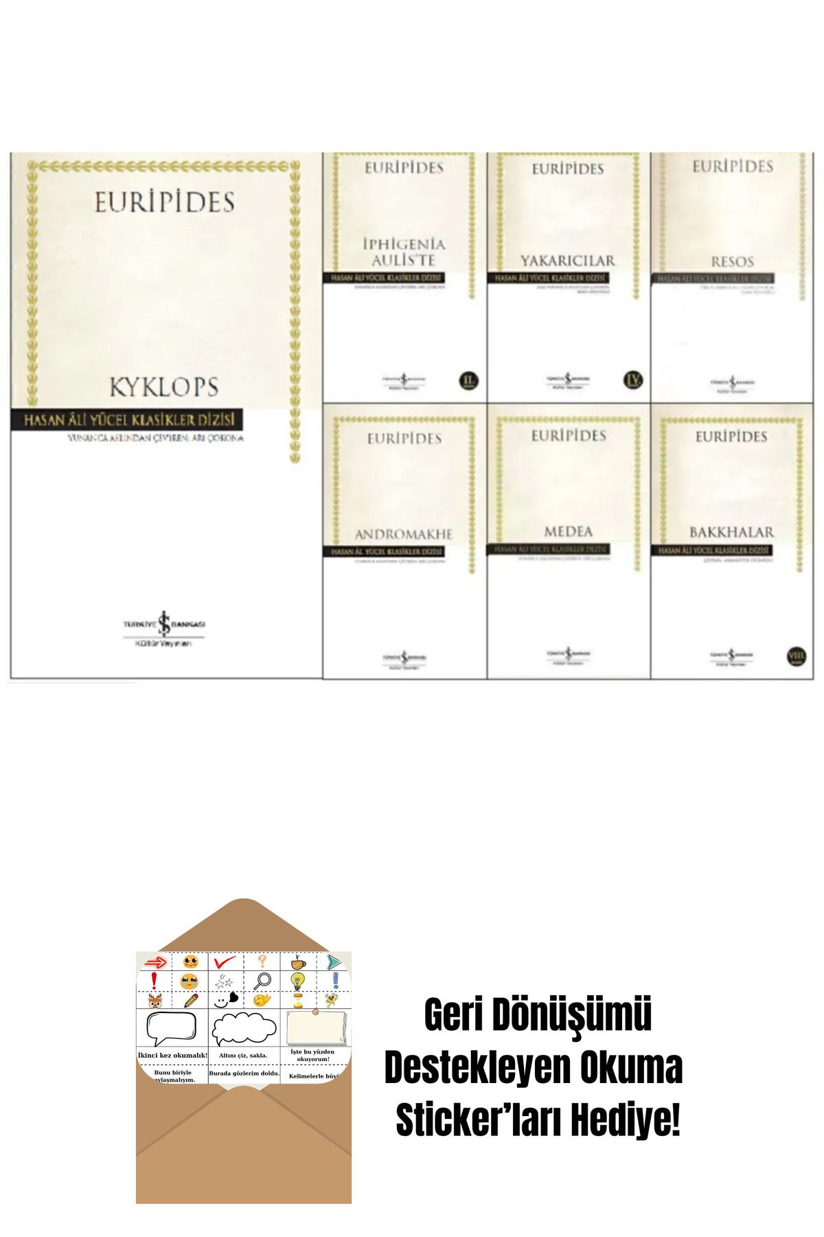 TÜRKİYE İŞ BANKASI KÜLTÜR YAYINLARI Euripides Antik Yunan Tragedyaları 7 Kitap Set + Okuma Sticker'ları