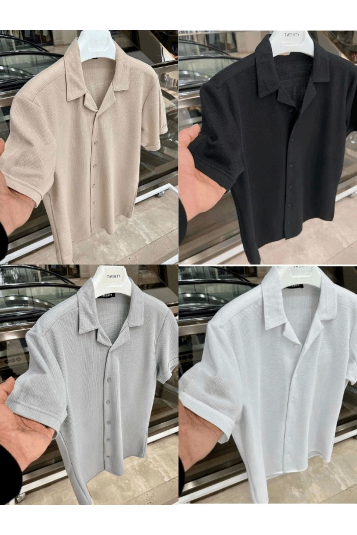 Store 4 lü Set Avantaj Paket %100 Pamuk Kısa Kol Düğmeli Premium Erkek Yazlık Gömlek