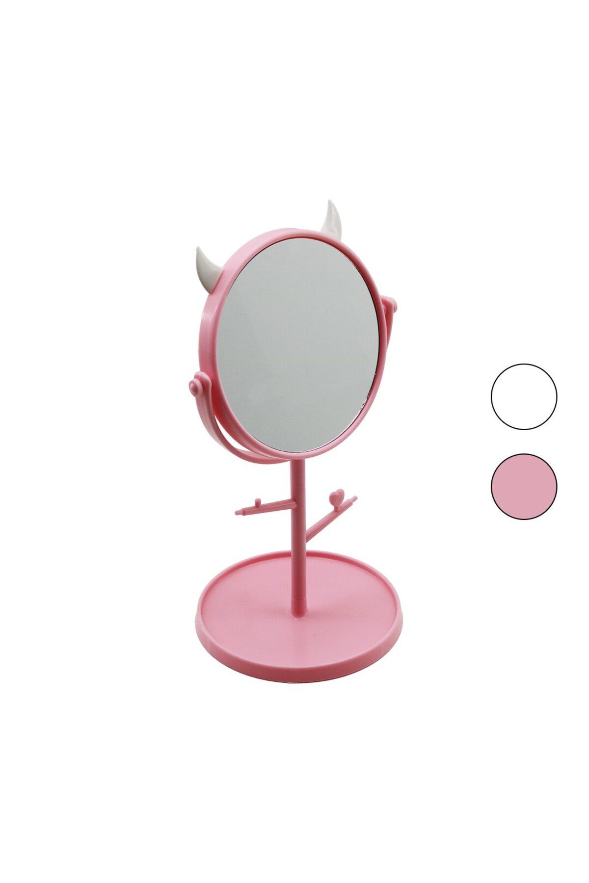 Findit 6 İNÇ - 15CM YUVARLAK - BOYNUZLUTAKI ASKILIKLI MAKYAJ AYNASI RENKLİ PLASTİK TAKILIK SEPETLİ=15CM (2