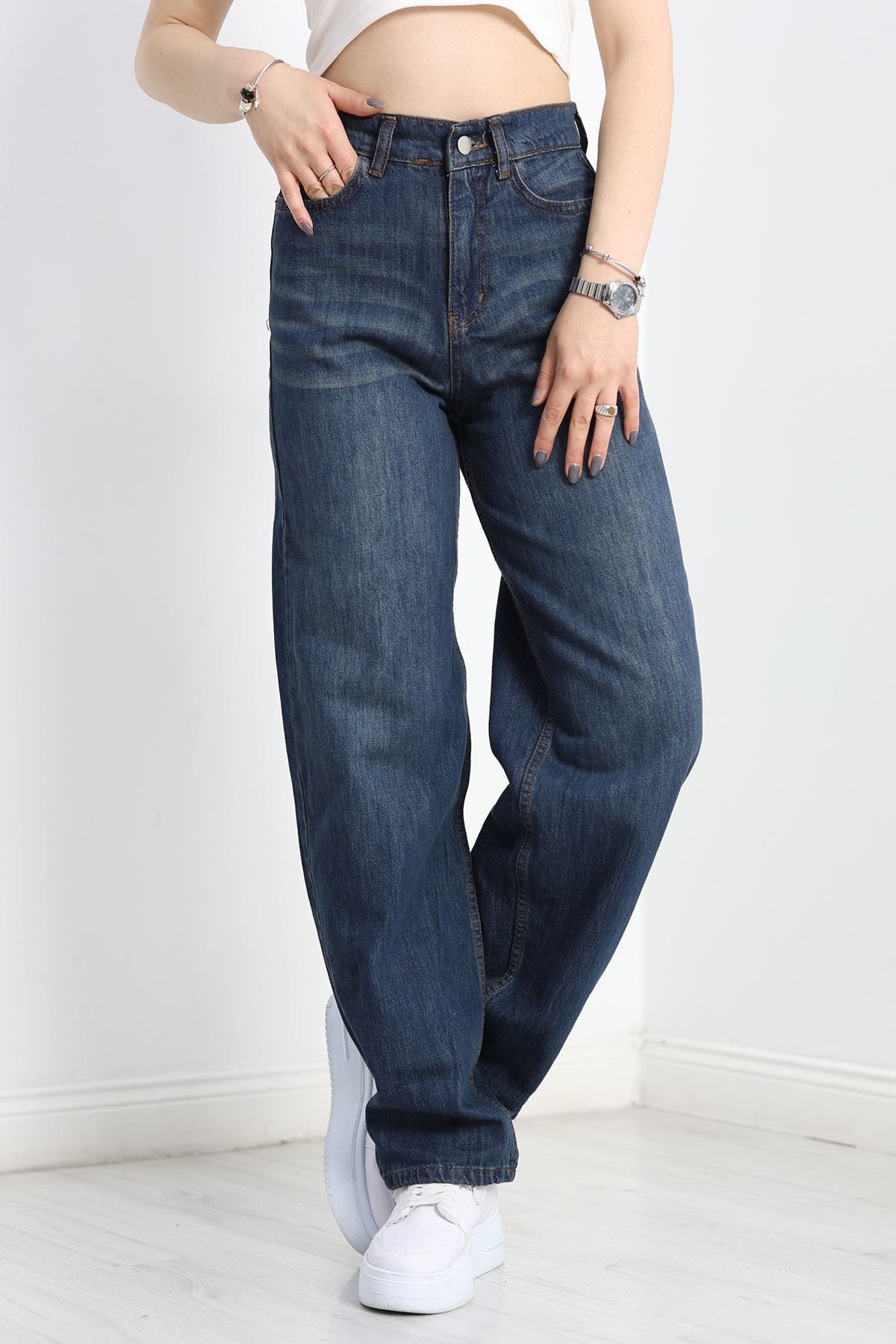Fashi10 Baggy Kot Pantolon Mavitint1