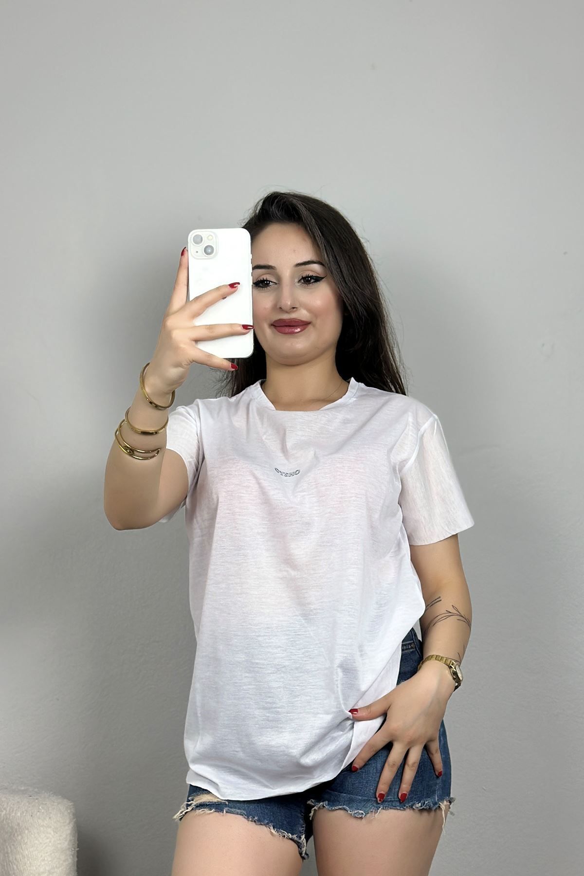 Fashi10 İnce Suprem Pis Dikiş Tişört Beyaz