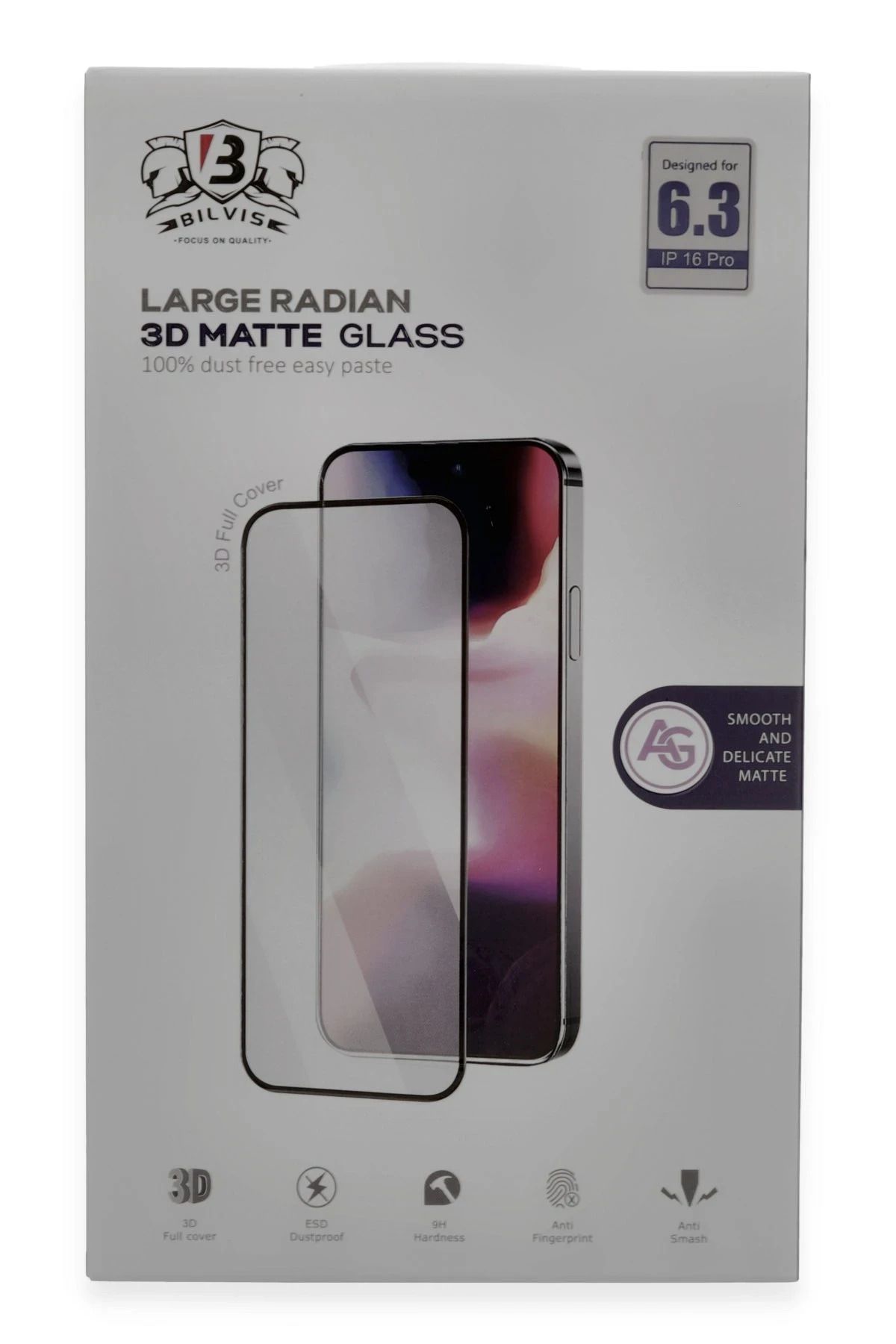 CepteToptan iPhone 16 Pro Max Bilvis 3D Mat Cam Ekran Koruyucu