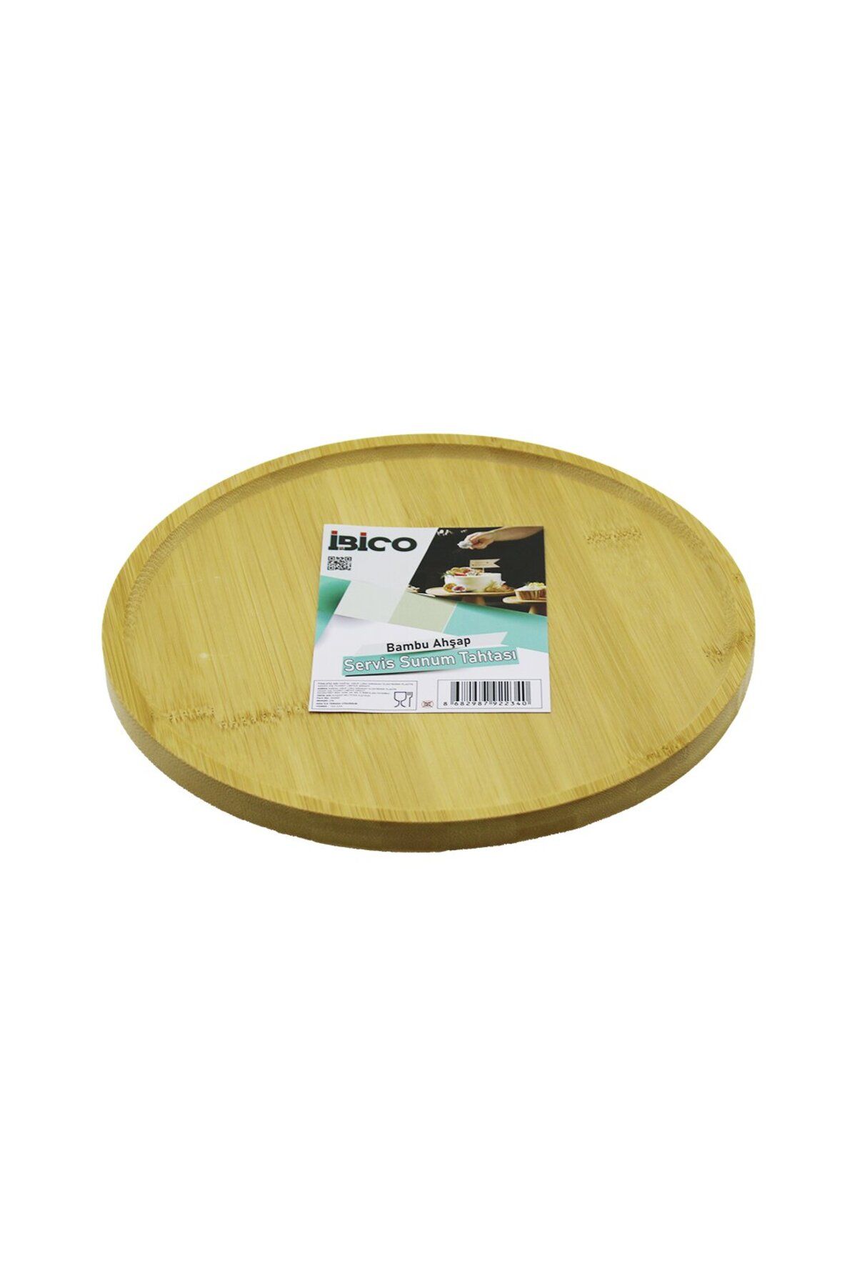 Findit YUVARLAK=24.5CM AYAKLI=4CM KENARLI YÜZEY AHŞAP BAMBU SUNUM TEPSİSİ - MİNİ SOFRA (2818)