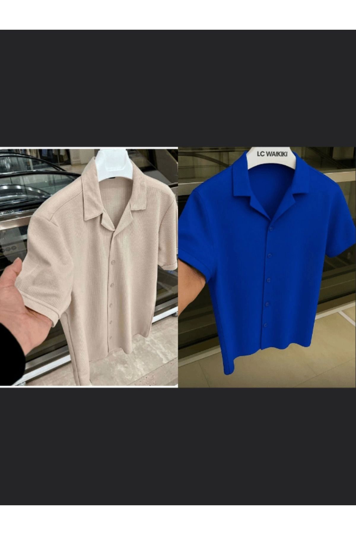 Store 2 lİ Set Avantaj Paket %100 Pamuk Kısa Kol Düğmeli Premium Erkek Yazlık Gömlek