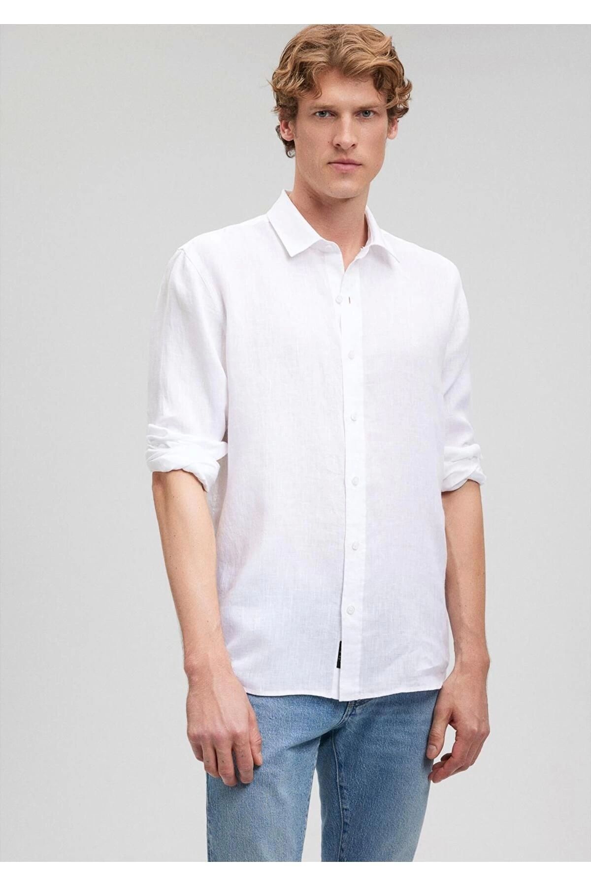 Store %100 Cotton Keten Premium Erkek Oversize Geniş Kalıp Gömlek