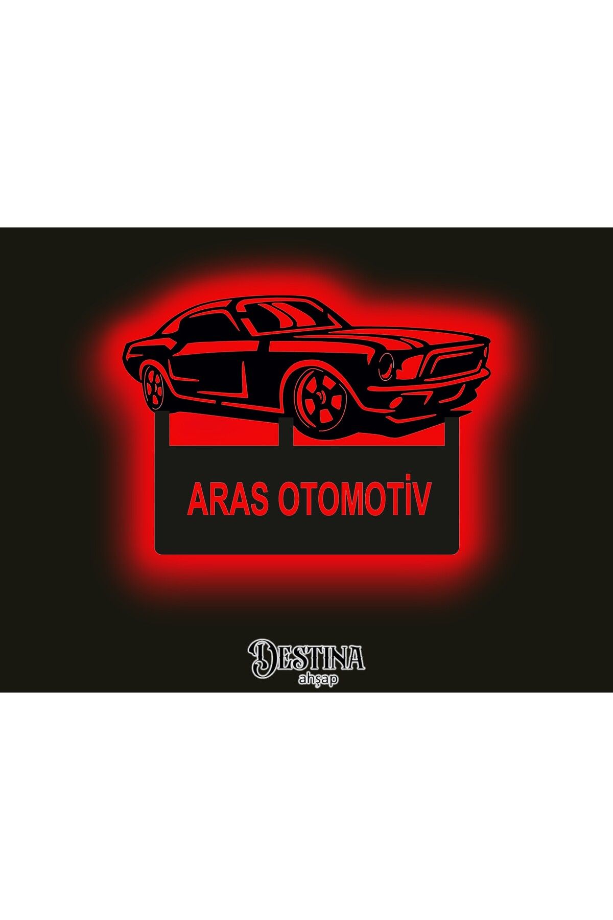Destina Ahşap Mustang Temalı Led Tablo 70cm* 45cm