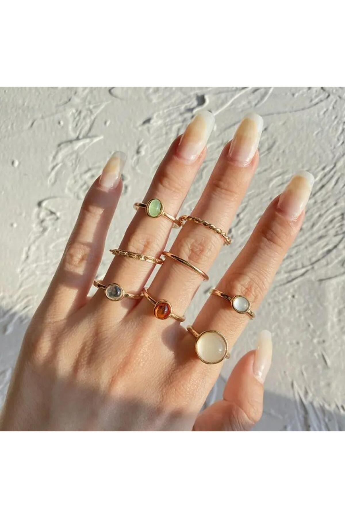 Nada Craft Yazlık Vintage 8 Parça Yüzük Seti