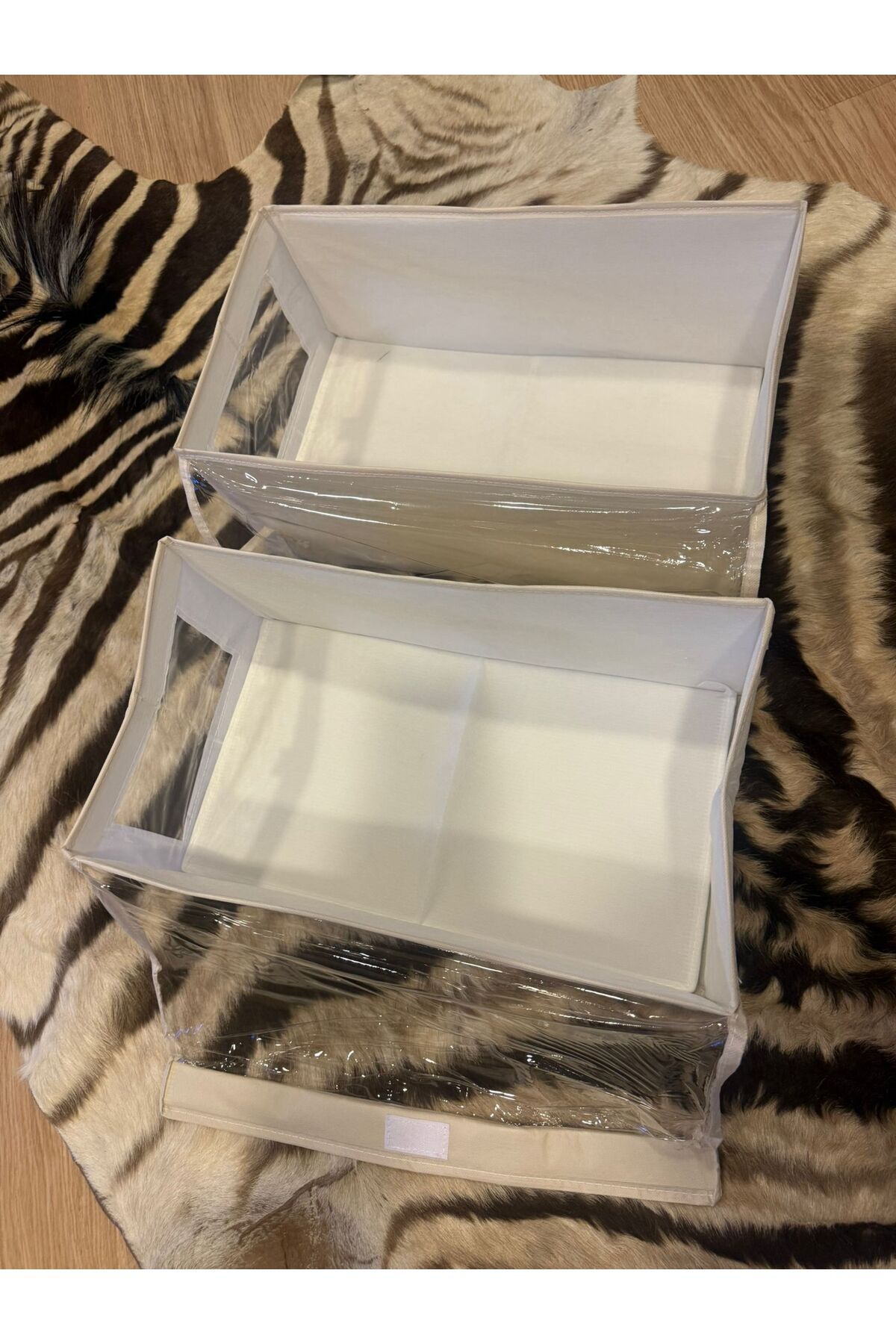 teknotrust İki Parça Bej Kapağıyla 44x25x20 cm Karton Destekli Saklama Kutusu