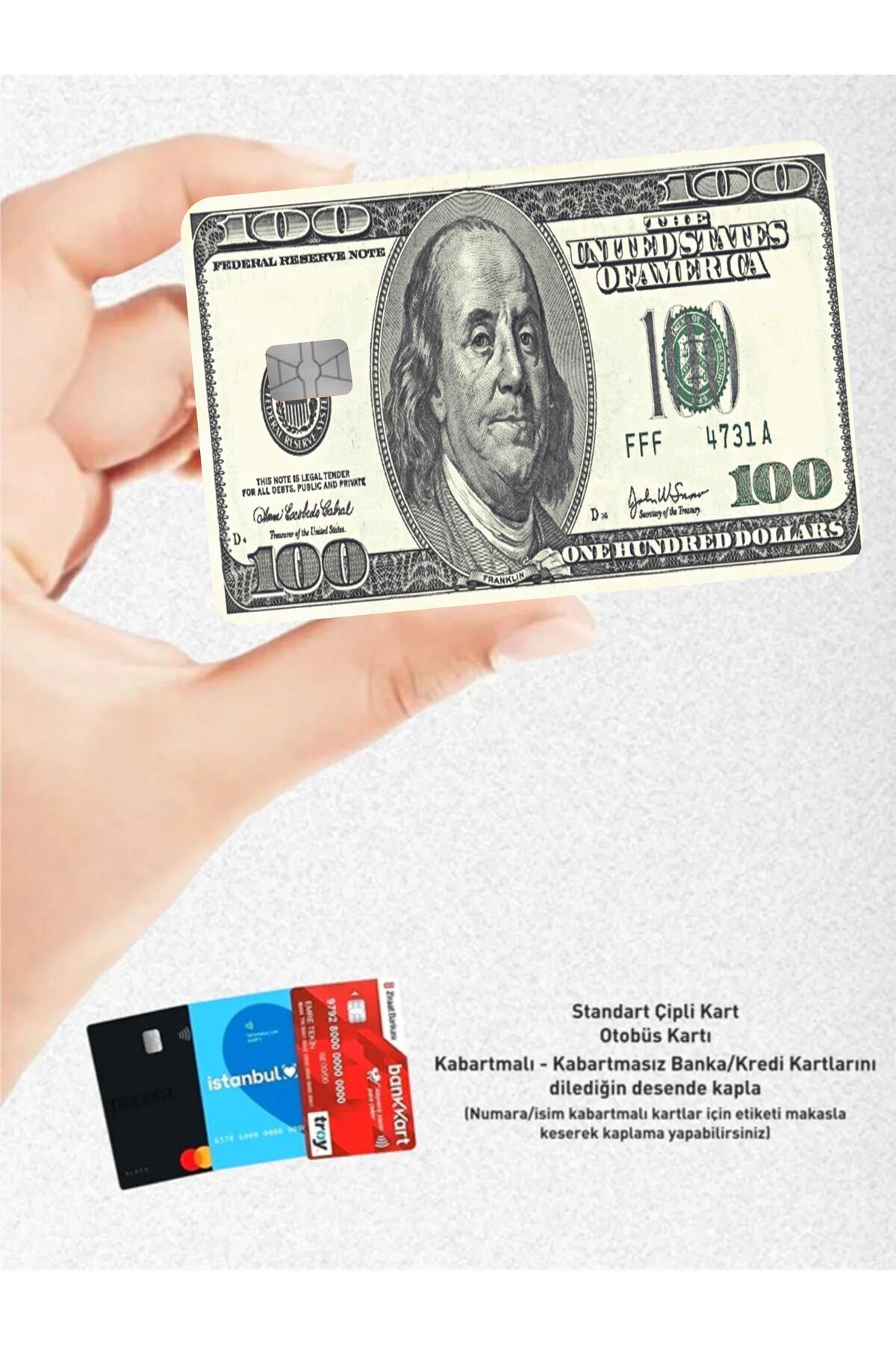hediyenebak Dolar Tasarımlı - Papara, Tosla, Otobüs Kart Kaplama Stickeri Kredi Kartı Için