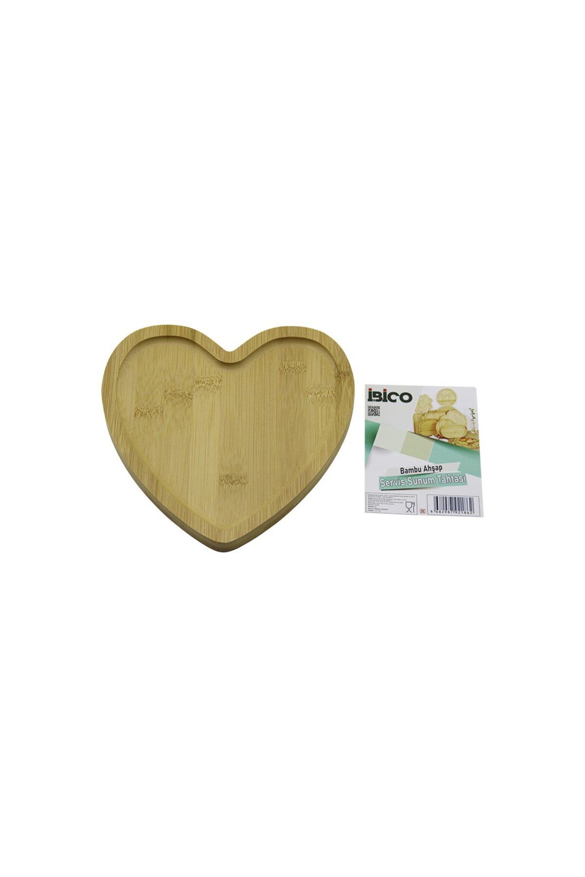Findit KALP MODEL AHŞAP BAMBU SERVİS SUNUM TEPSİ - TAHTASI 20.5 X 19.5 X 1.4CM (2818)