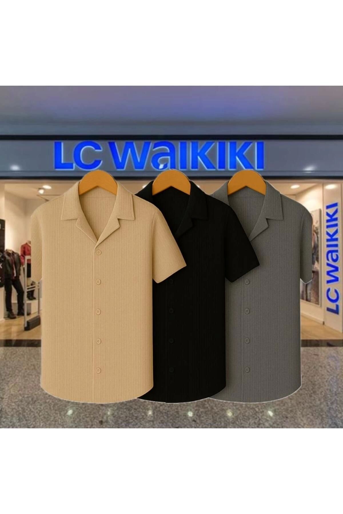 LC Waikiki LCWAIKIK 3'lü Avantaj %100 Pamuk Yeni Sezon Trend Kısa Kol Erkek Düğmeli Premium Gömlek