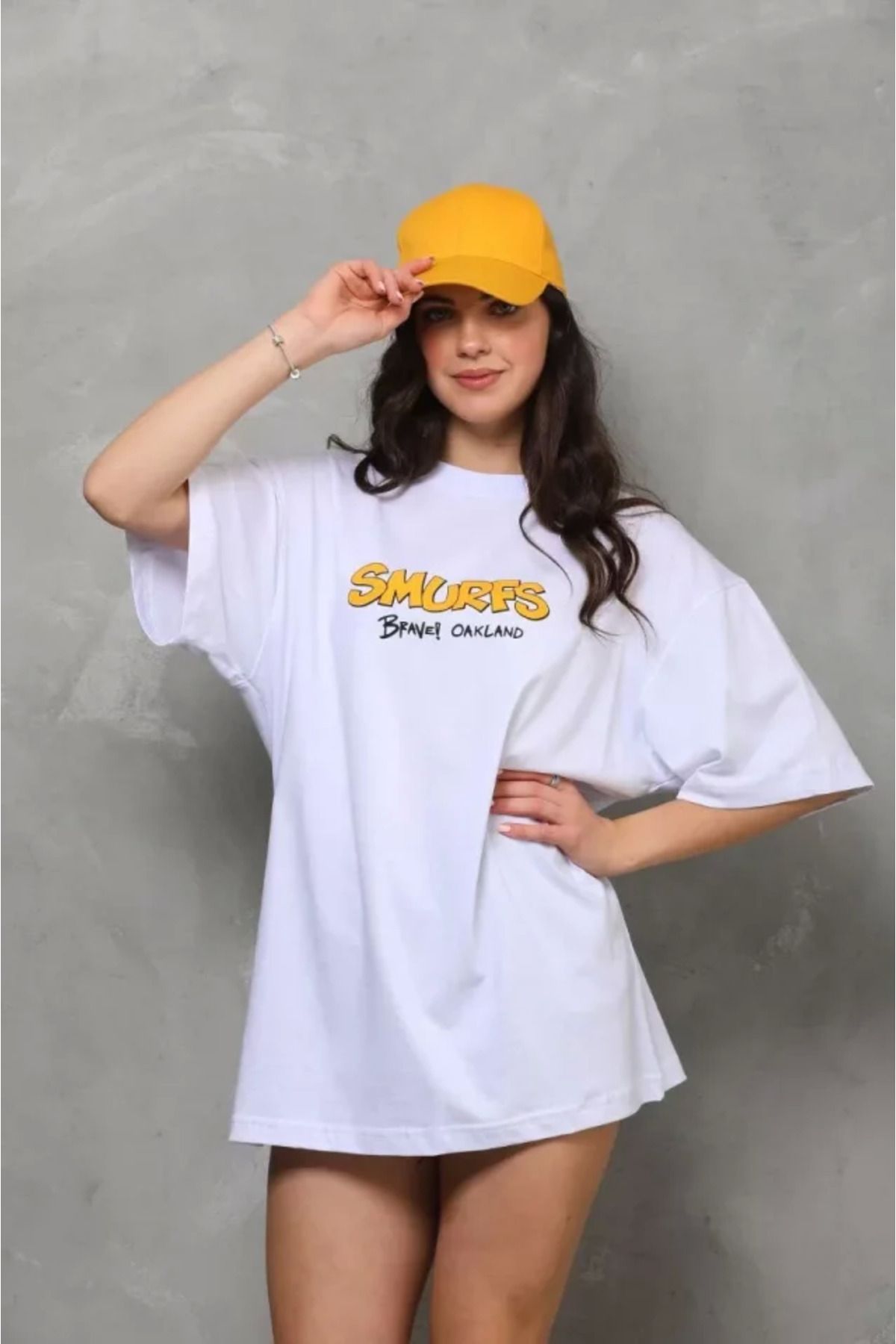 Omarı Beyaz Baskılı Oversize Unisex T-Shirt