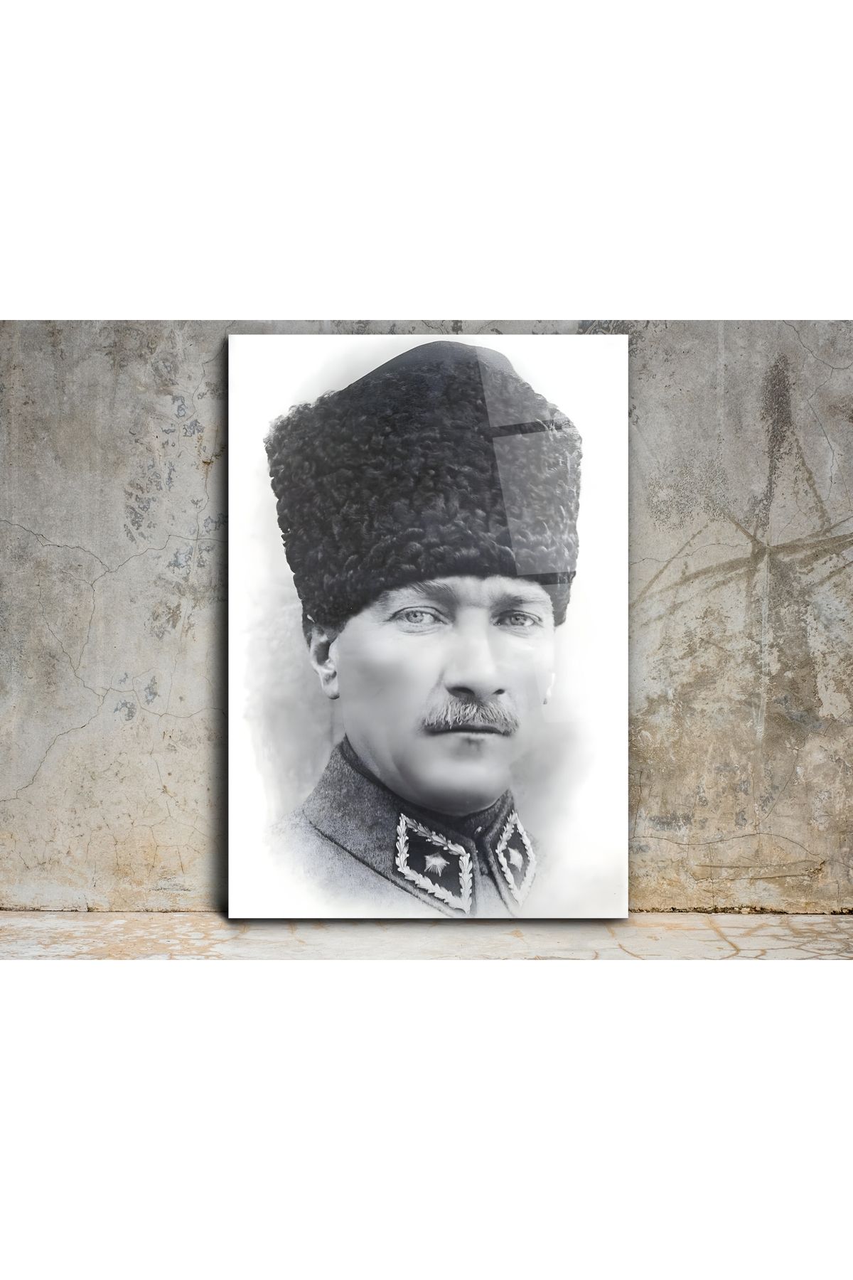 Pixel Decoration Siyah Beyaz Mustafa Kemal Atatürk Portresi Cam Tablo – Atatürk Tablosu - Modern Ev ve Ofis Dekoru