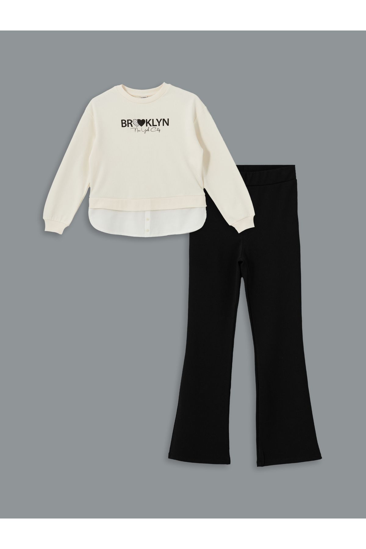LC Waikiki Bisiklet Yaka Kız Çocuk Sweatshirt ve Tayt