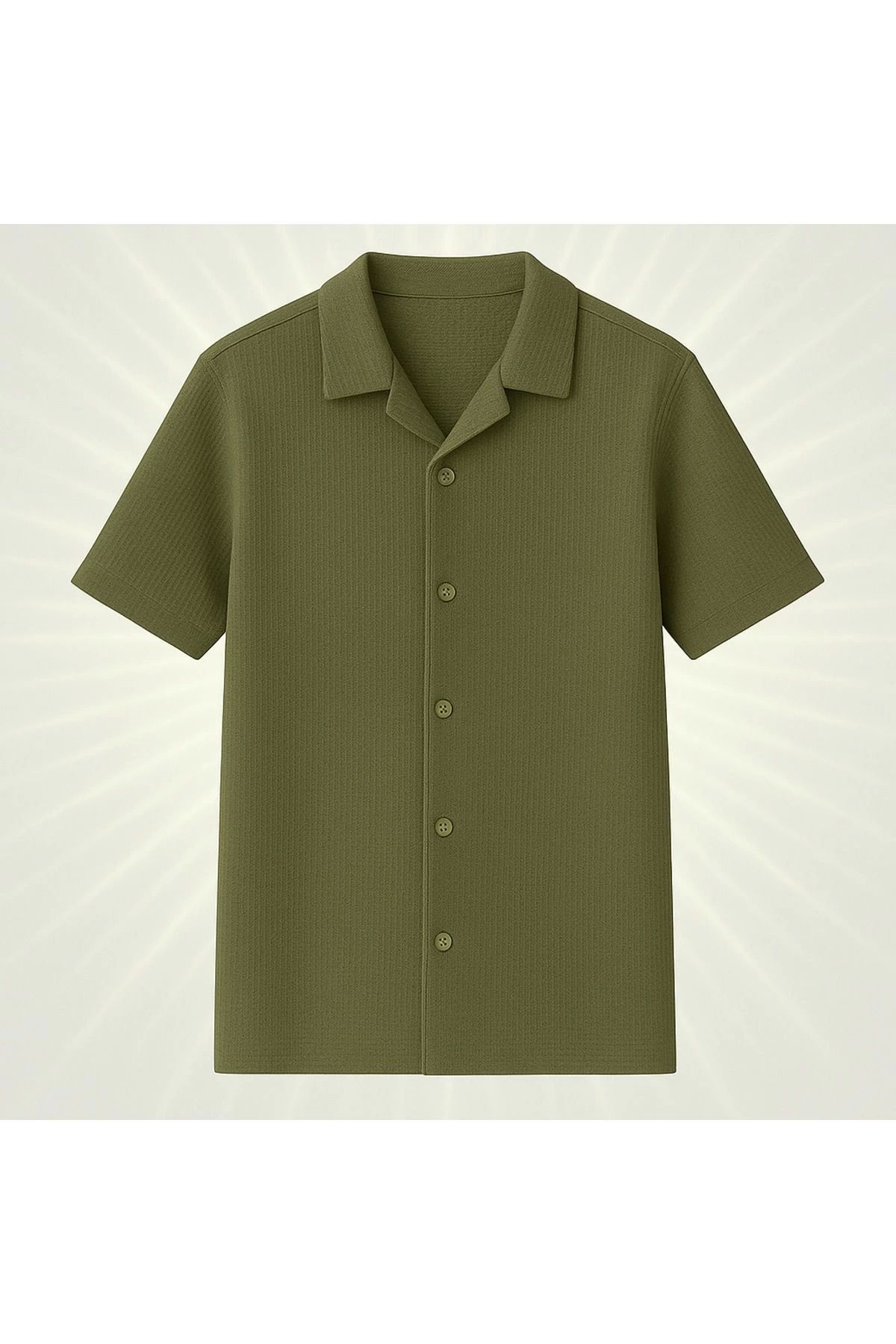 Store Waffle Desenli Slim Fit Erkek Çocuk Kısa Kollu Gömlek