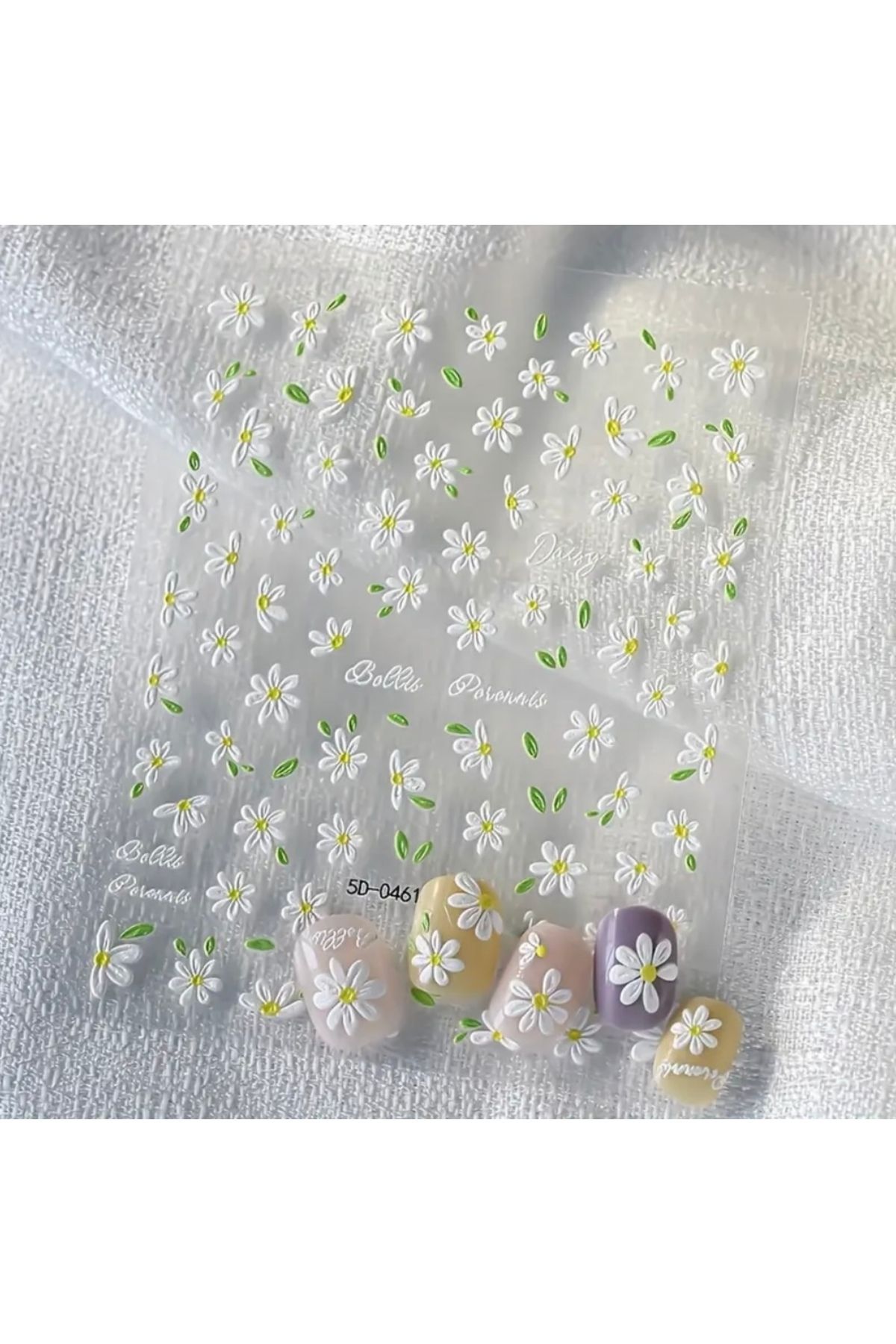 AEÇTASARIM 5D Kabartmalı Papatya Desenli Tırnak Süsleme Stickerı, Nail Art Süslemeleri