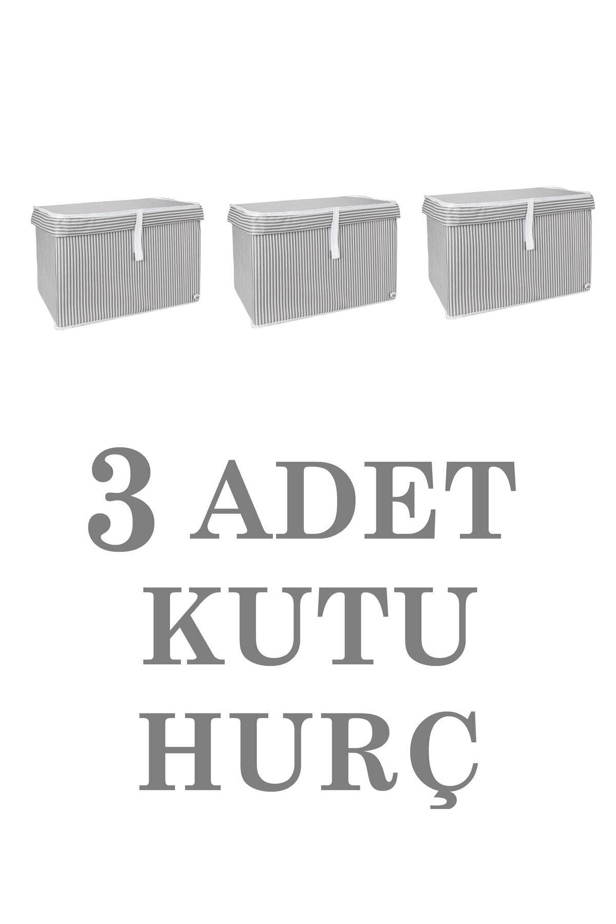 teknotrust 3'lü Gri Kapaklı Maxi Kutu Hurç 50x40x30 Çok Amaçlı Set