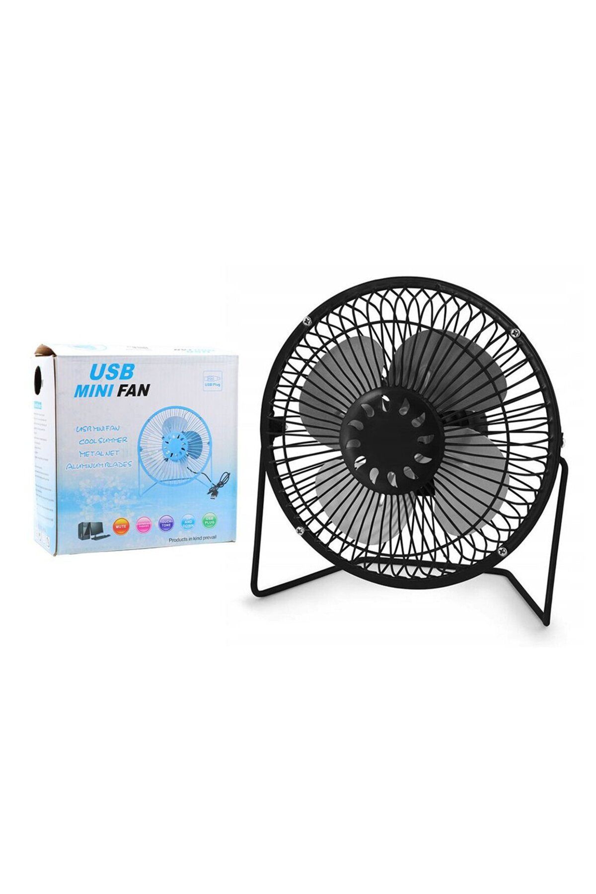 Go İthalat USB MINI FAN YR-F002 DP-385 USB - MİNİ FAN MASA ÜSTÜ VANTİLATÖR ÇAP:18.5CM METAL KASA - AYAK 4-META