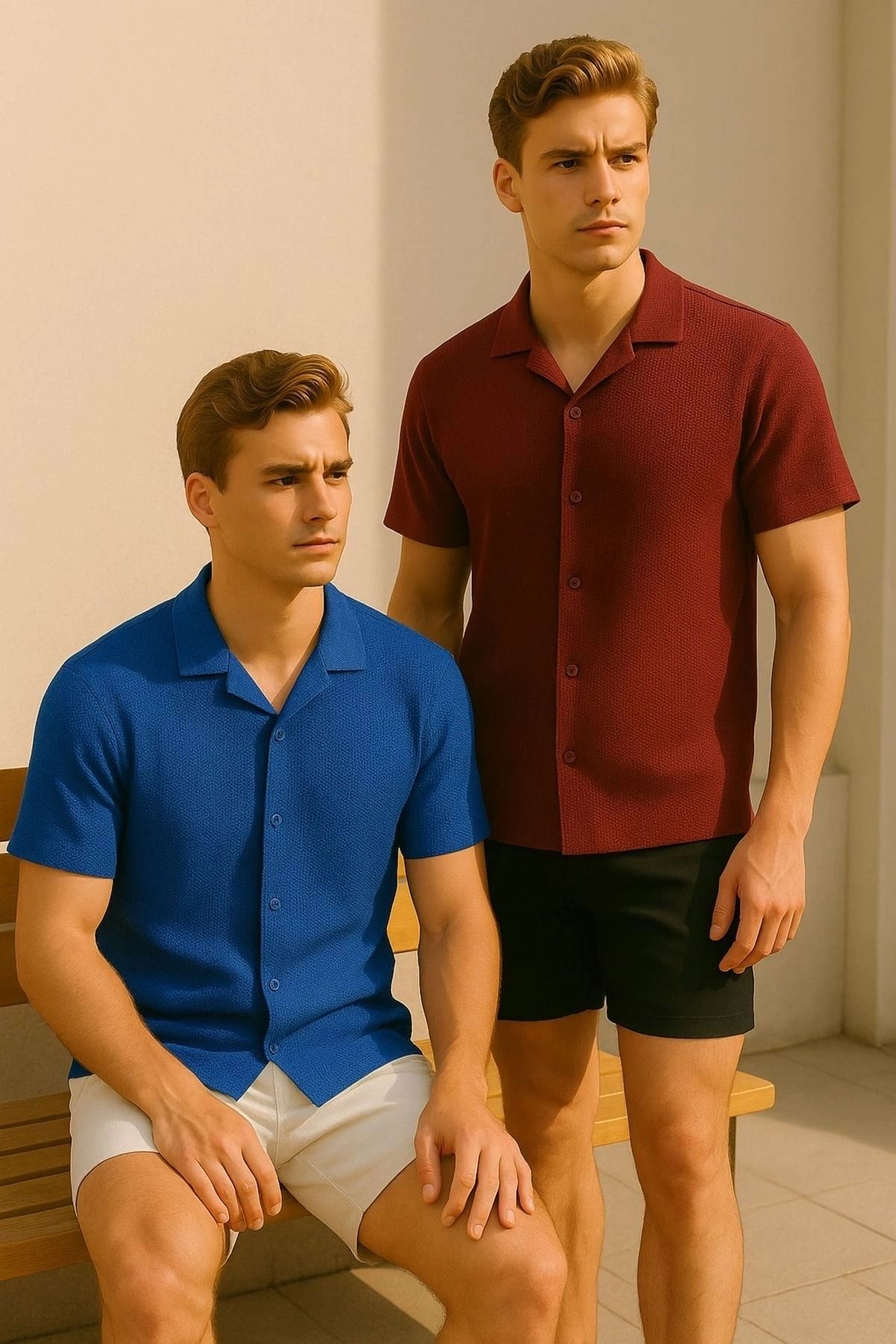 Store Yeni Sezon Slim Fit Kısa Kollu Erkek Gömlek 2'li Paket
