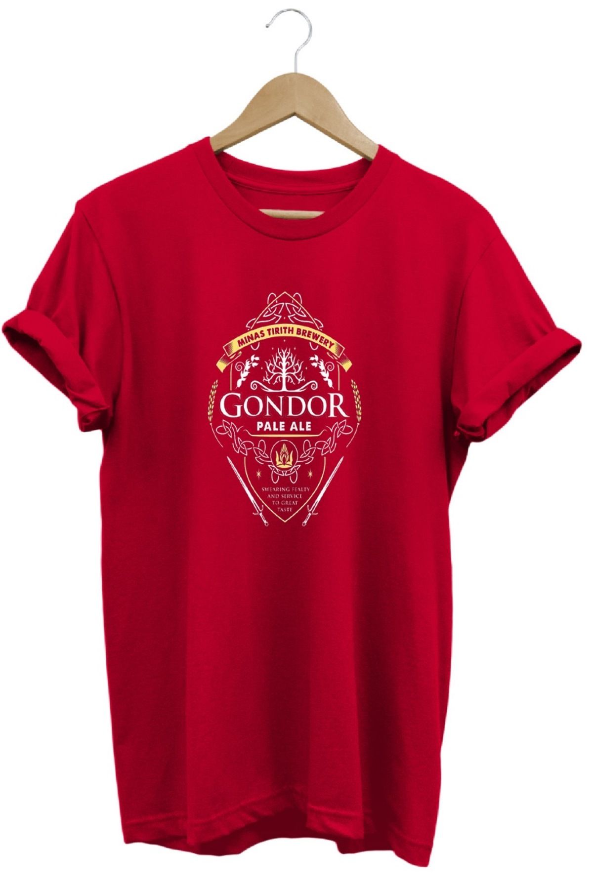 hobidünyam- Yüzüklerin Efendisi GONDOR (GONDOR Gölü) baskılı %100 pamuk Regular Fit T-shirt