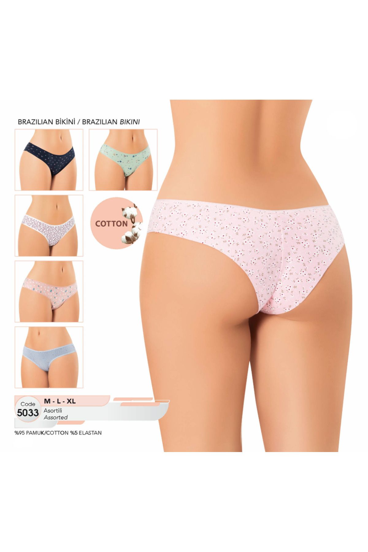 Fily İç Giyim KOTA Pamuklu (6 adet) Bikini Karışık Renkli Külot
