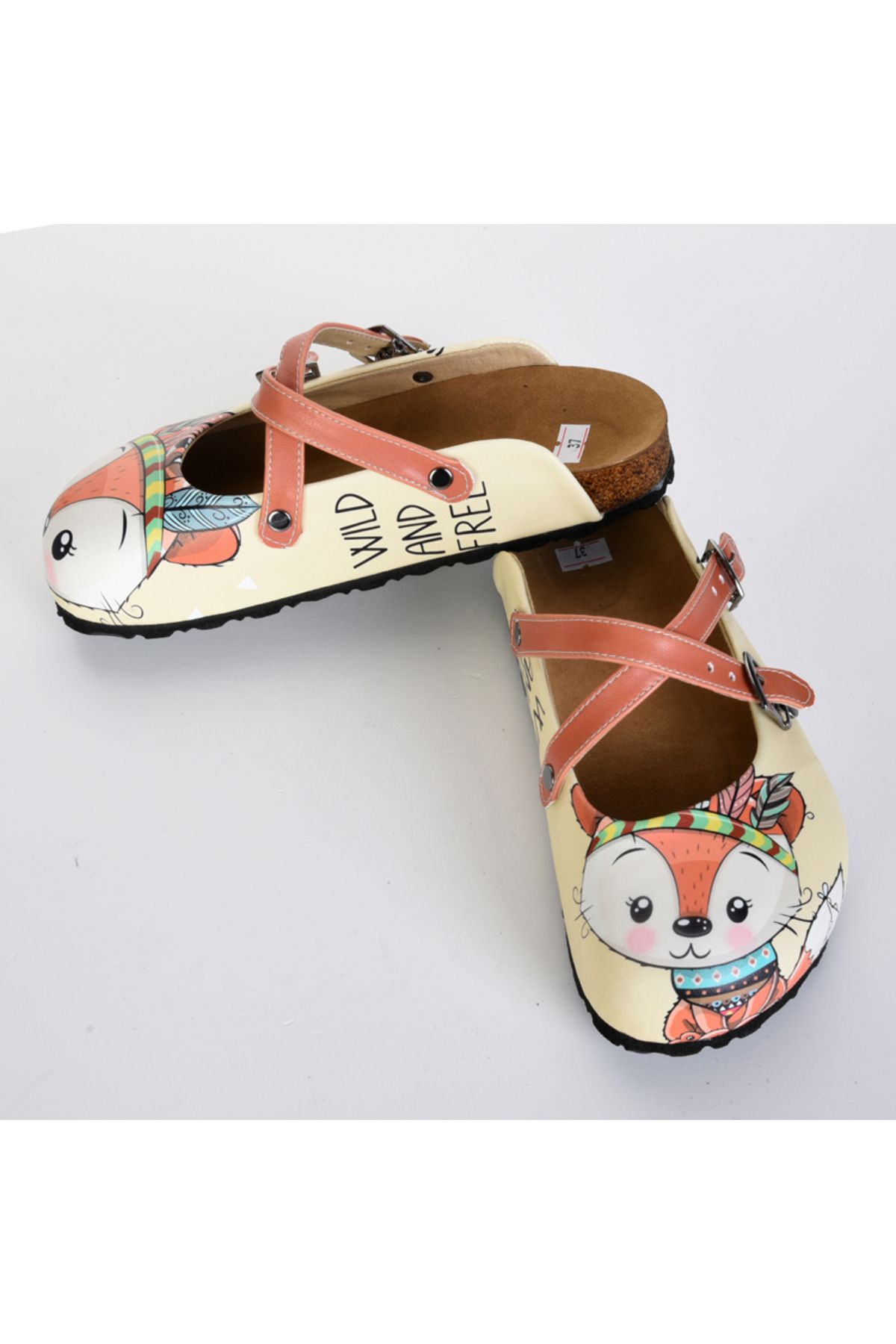 GRK FASHION 5410 Tilki Desenli Çapraz Sabo Terlik