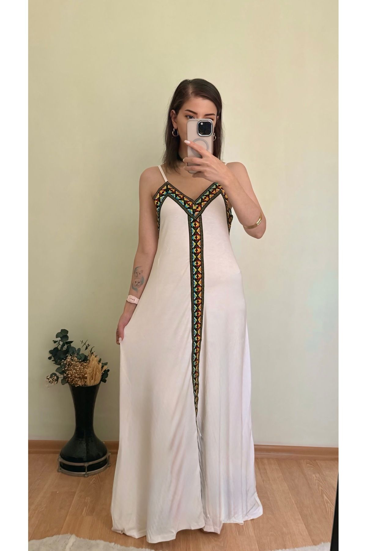 CCTWEAR Etnik Şeritli Kleopatra Elbise