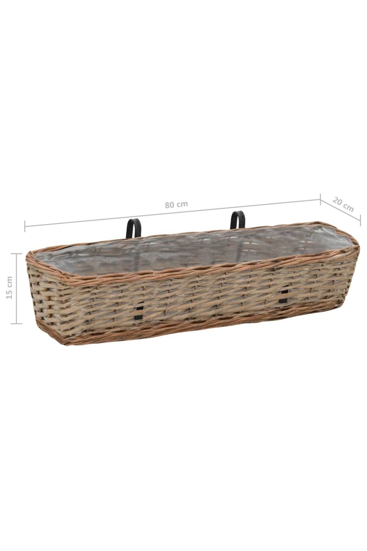 vidaxl-Balcony Planter 2 pcs Wicker with PE Lining 80 cm 6