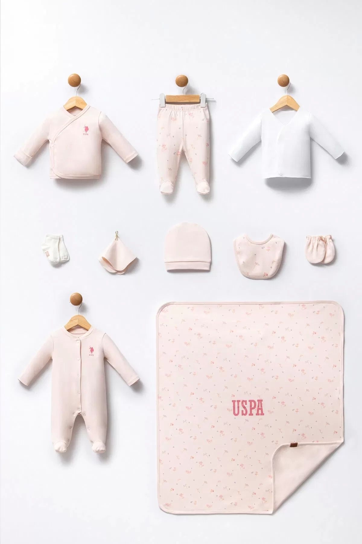 Haye Collection U.s Polo 10lu Yenidoğan Hastane Çıkış Seti Usb2350 Pudra