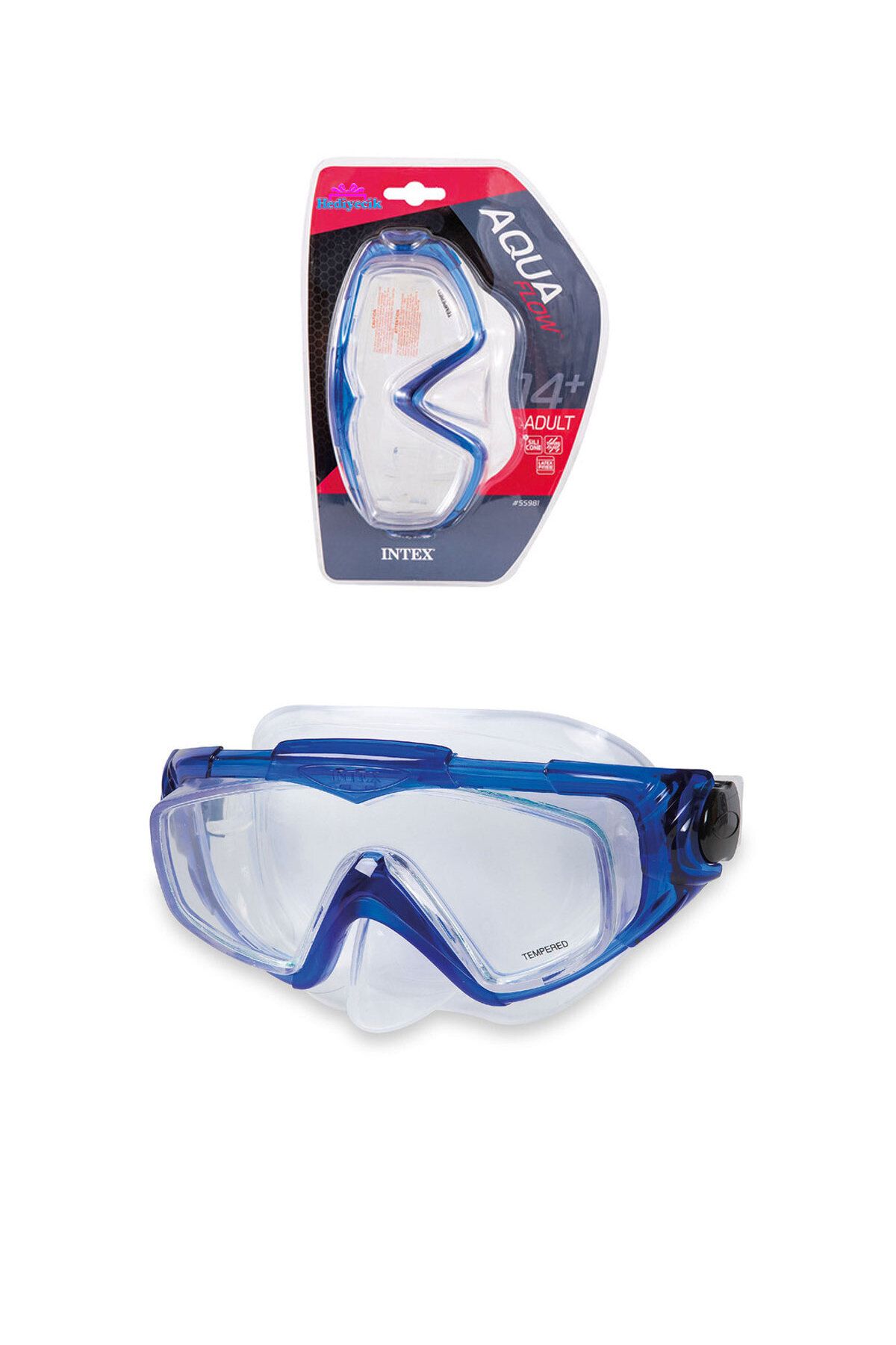 AboutThePerfect Mavi İntex Silikon Pro Yetişkin Dalış Maskesi +14 Yaş, Su Sporları Malzemesi