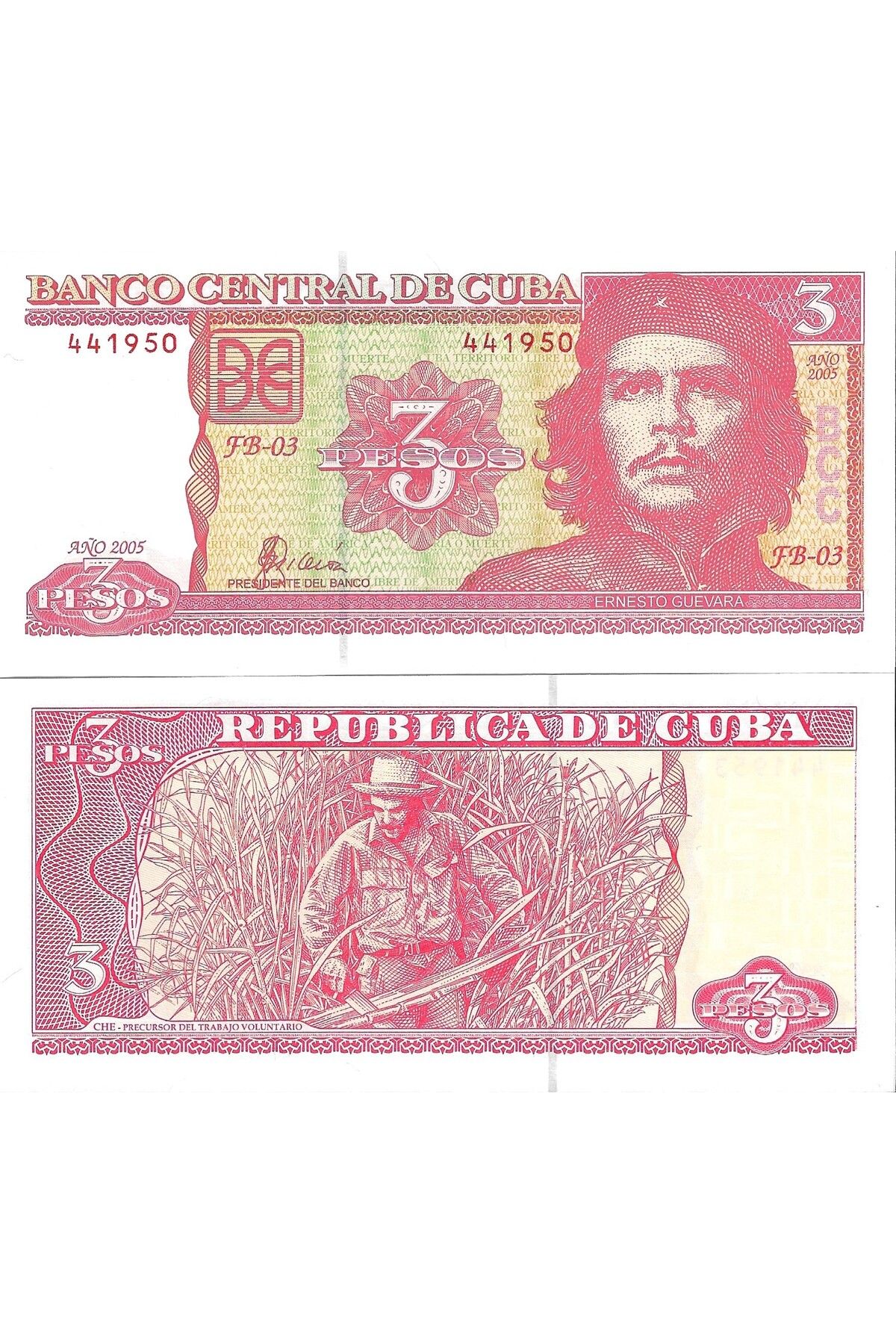 emir koleksiyon coin & paper collection Küba 2005 Yılı 3 Pesos Yabancı Kağıt Para ÇİL (Unc) Koleksiyon Para