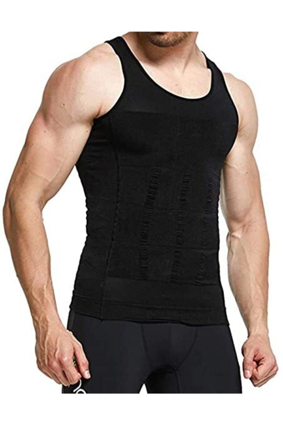 AboutThePerfect Siyah Erkek Korse Atlet, Toparlayıcı ve Sıkılaştırıcı Spor Gömlek Altı Giyim