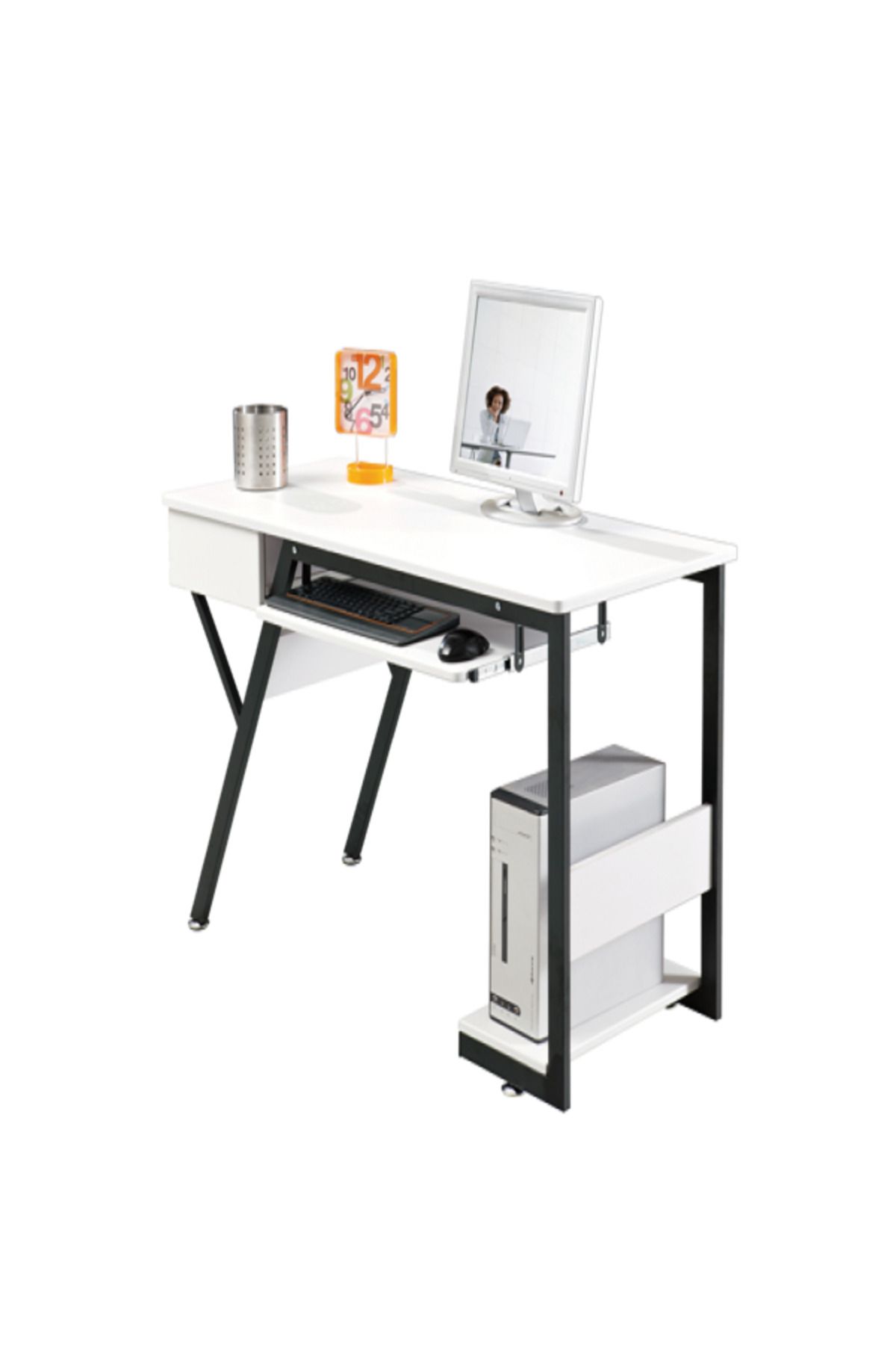micasa-Metal Frame Compact and Stylish Contemporary Computer Desk 3